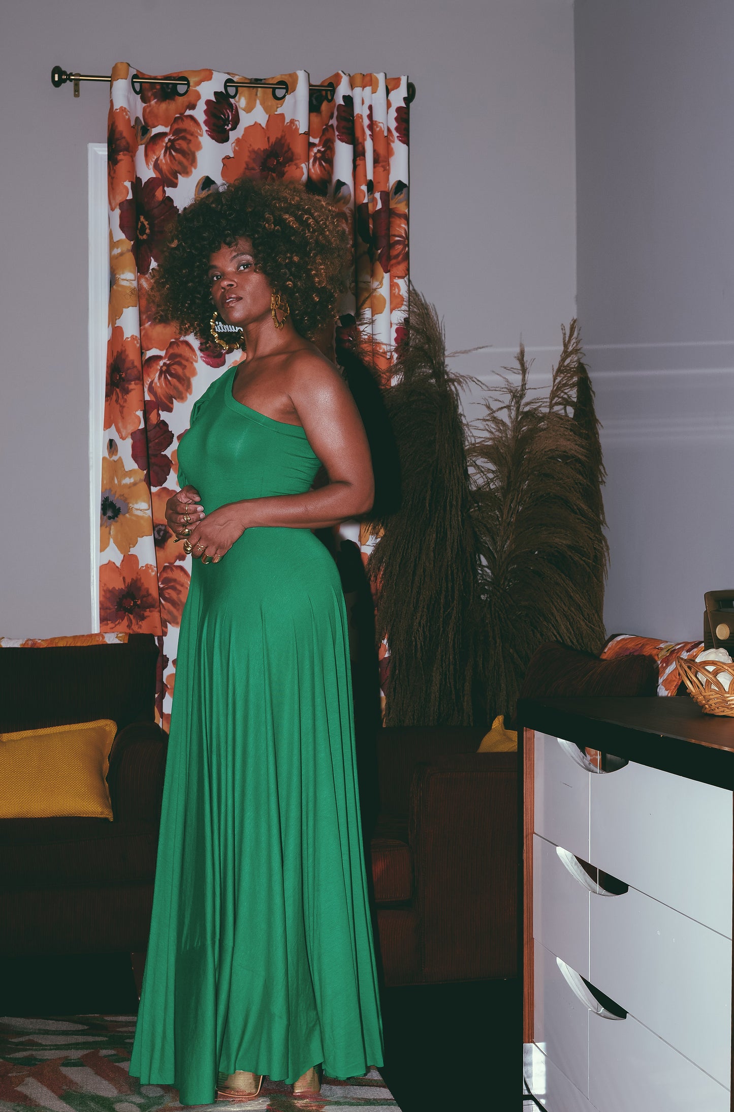 one-shoulder puff bodice