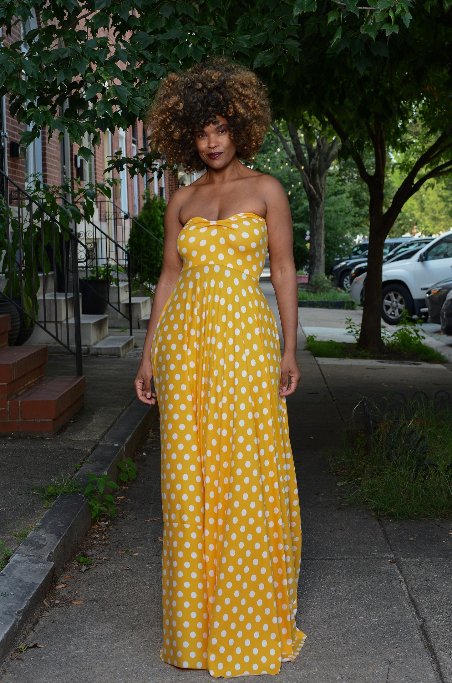 polka dot strapless bodice