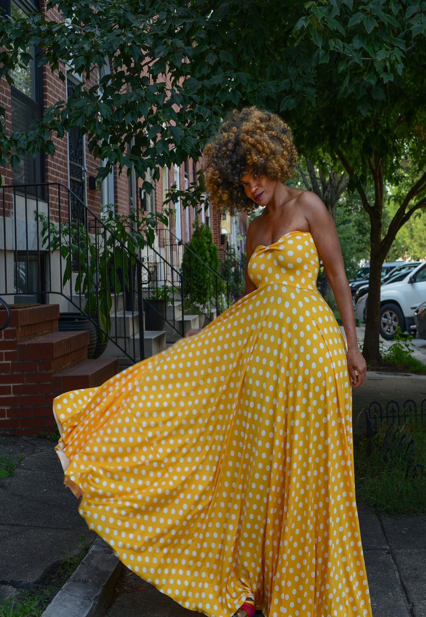 polka dot strapless bodice