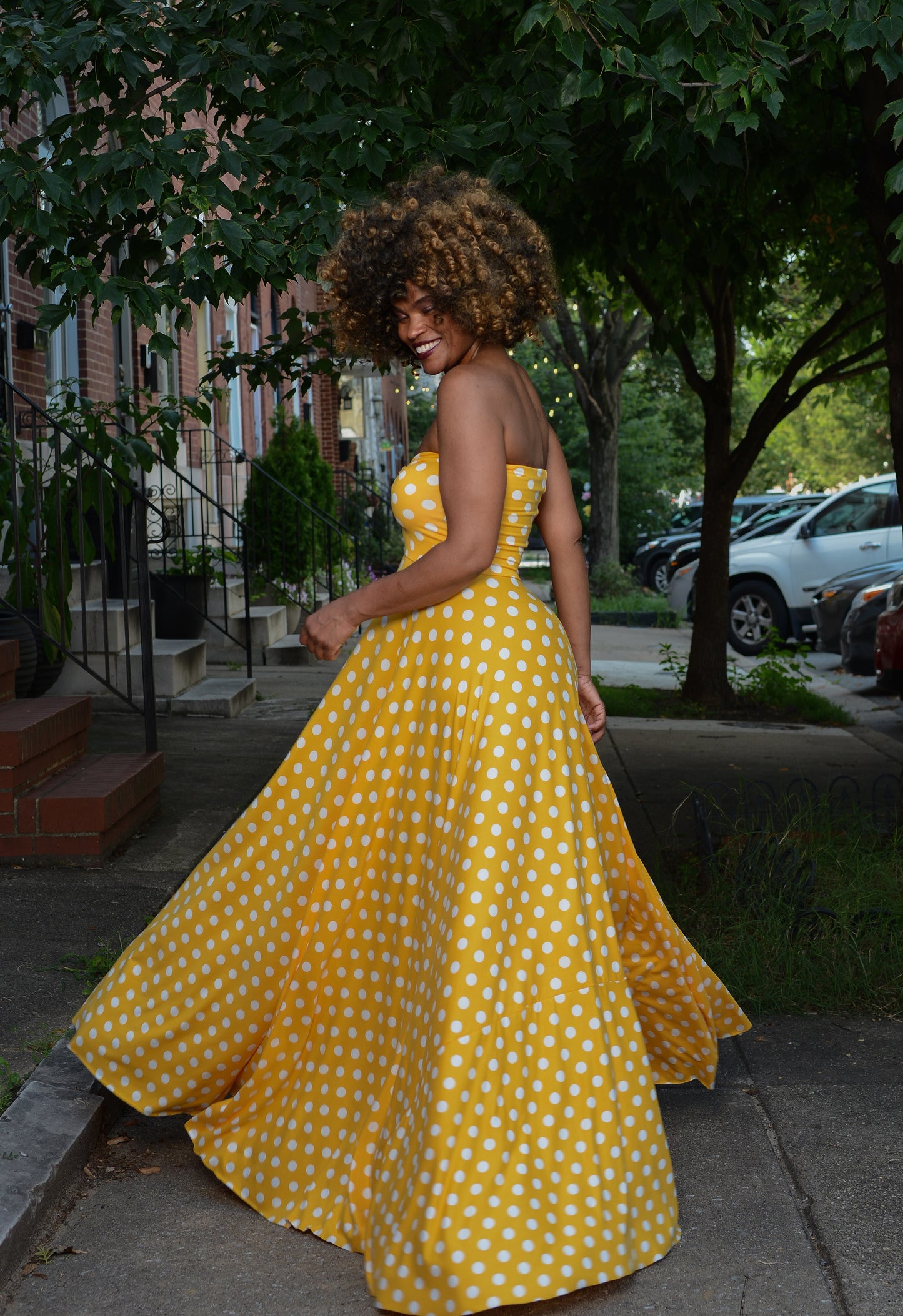 polka dot strapless bodice