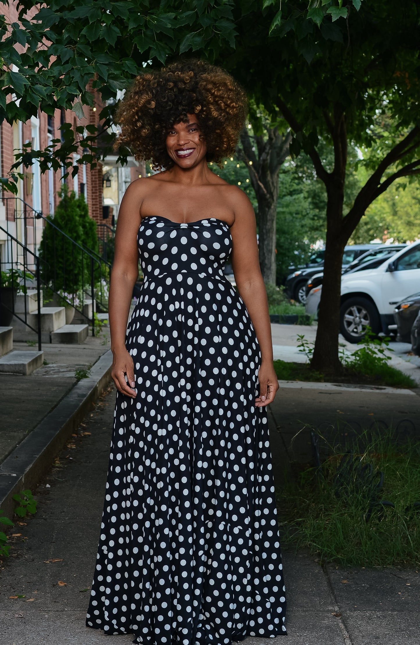 polka dot strapless bodice