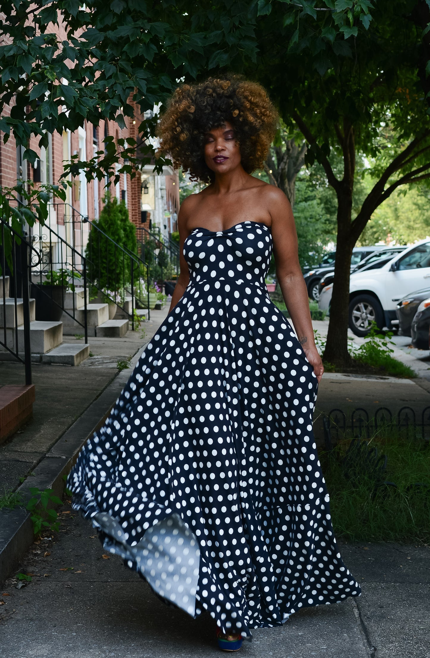 polka dot strapless bodice