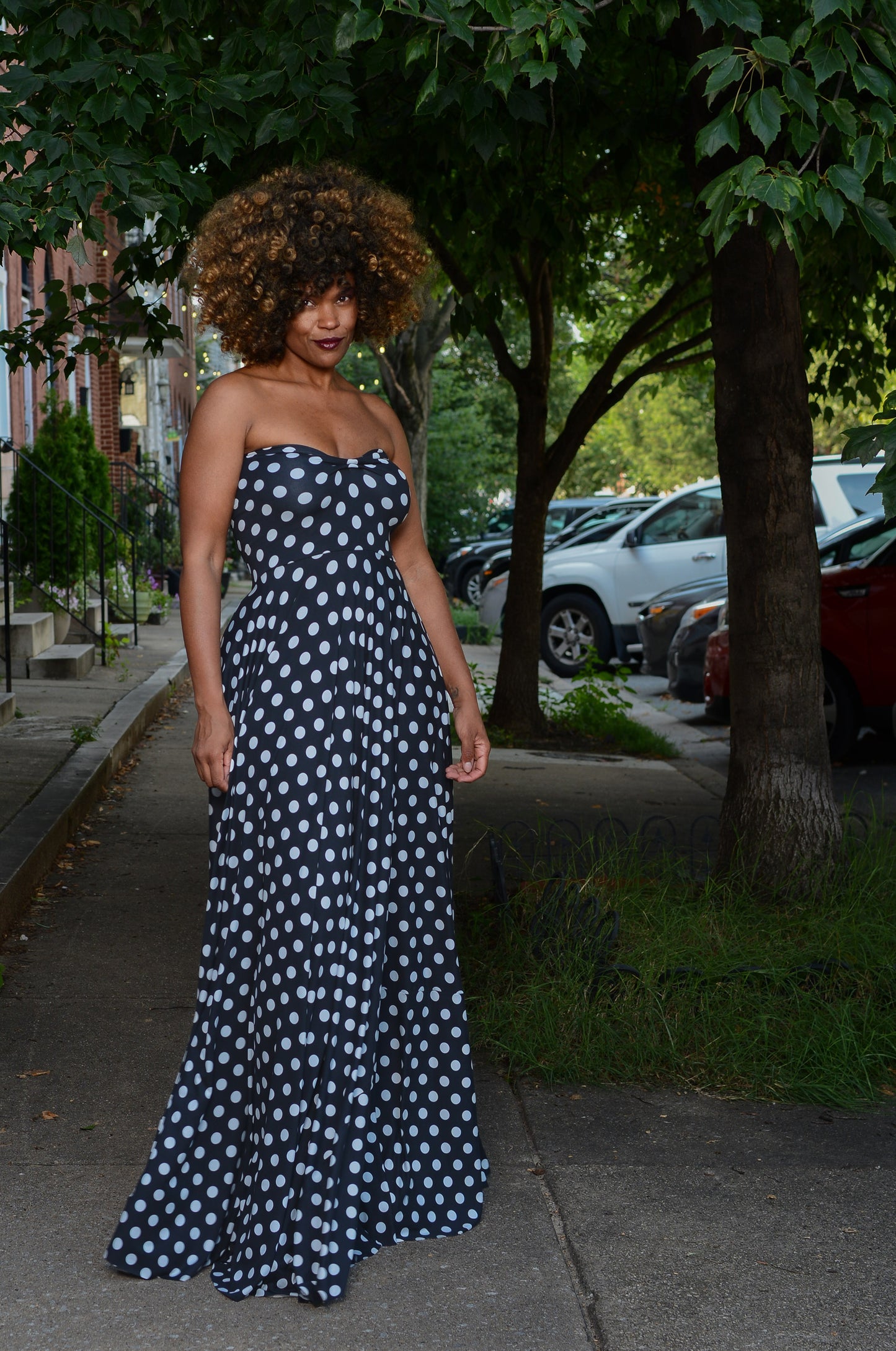 polka dot strapless bodice