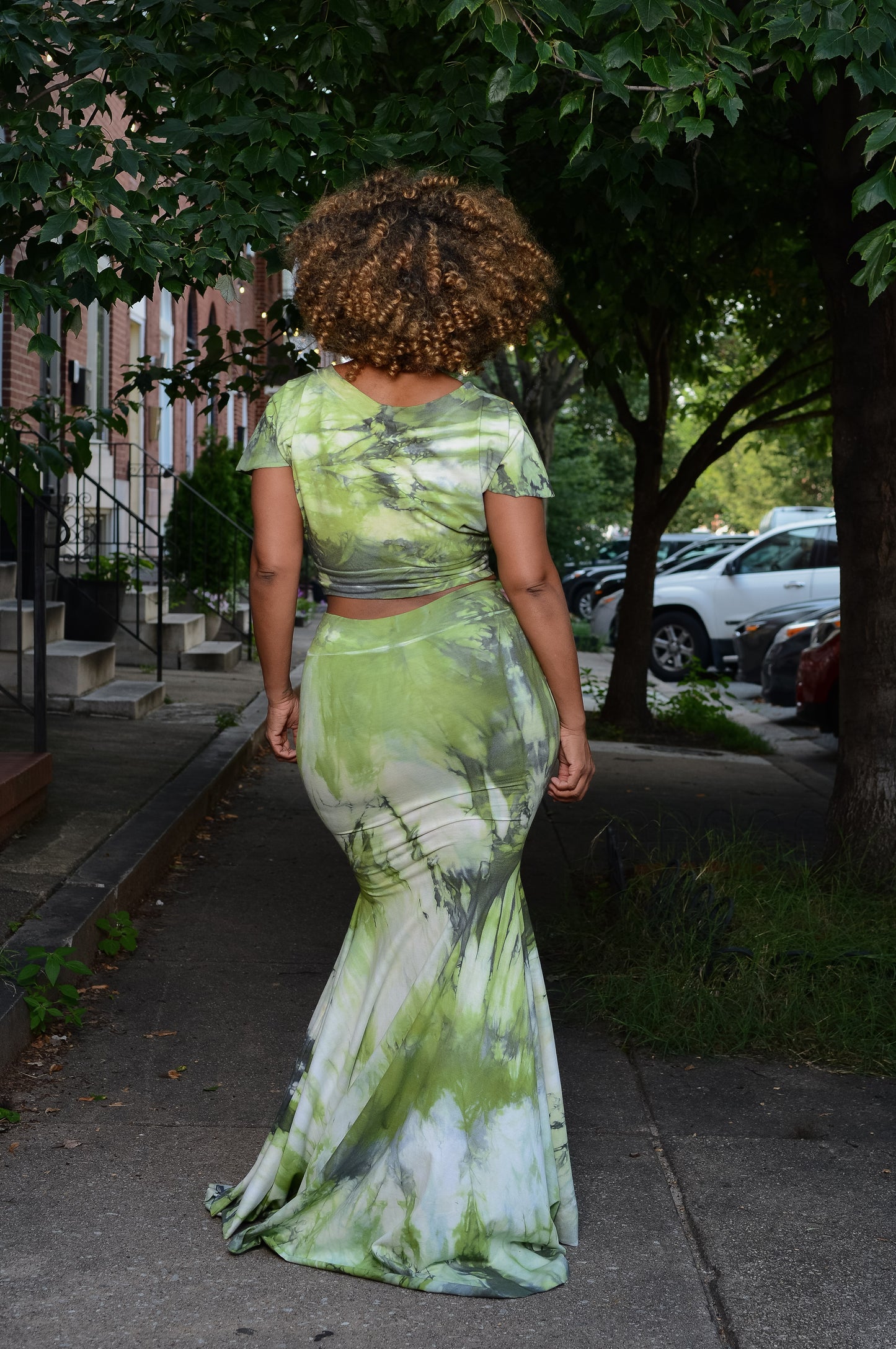 hand-dyed crop + fishtail skirt