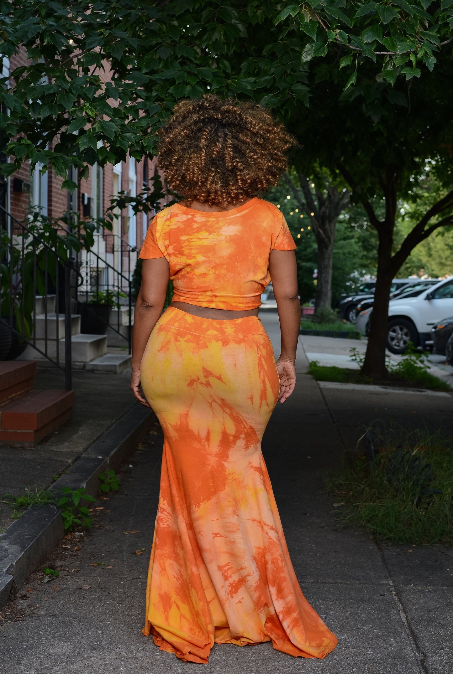 hand-dyed crop + fishtail skirt