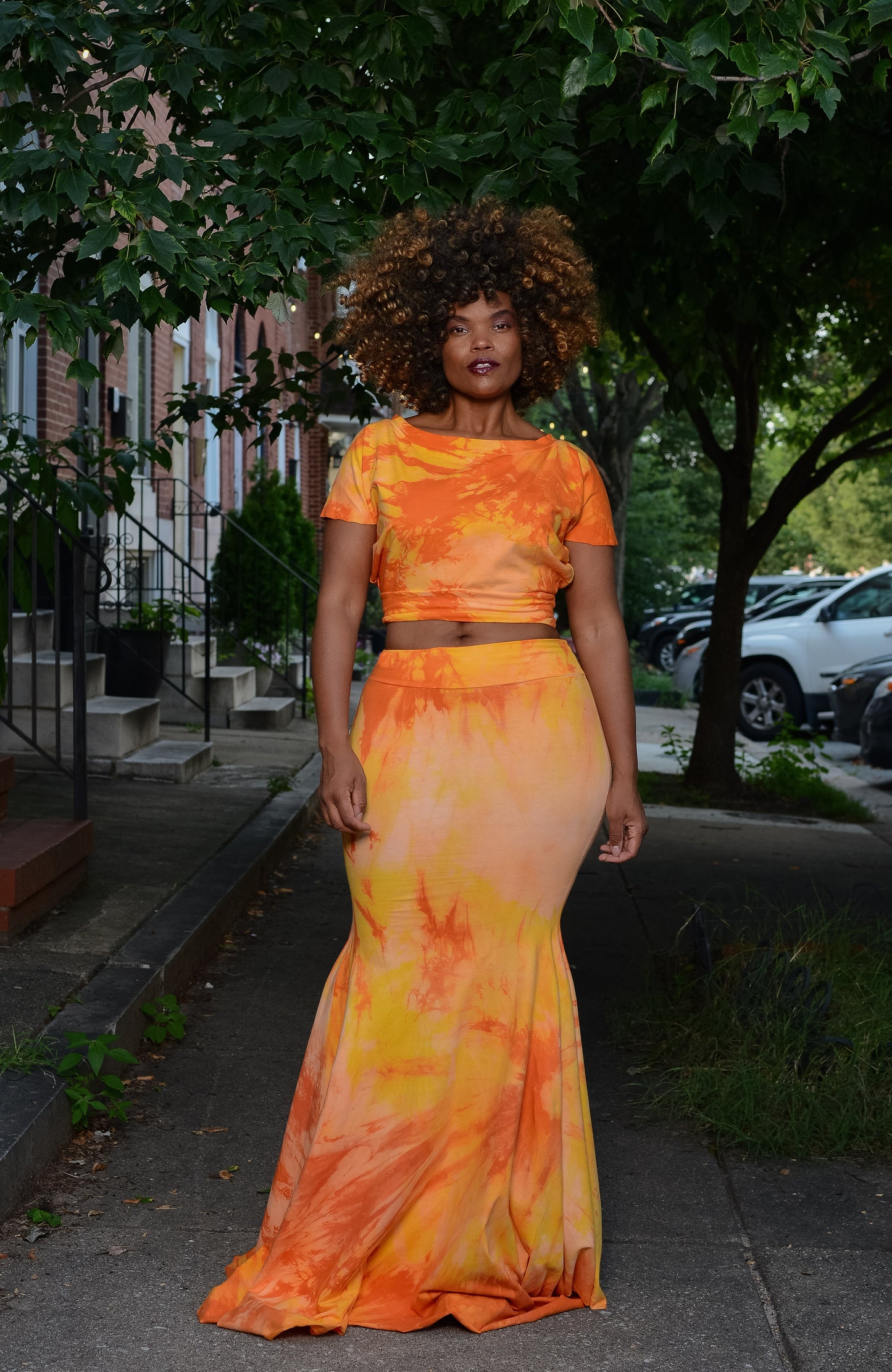 hand-dyed crop + fishtail skirt