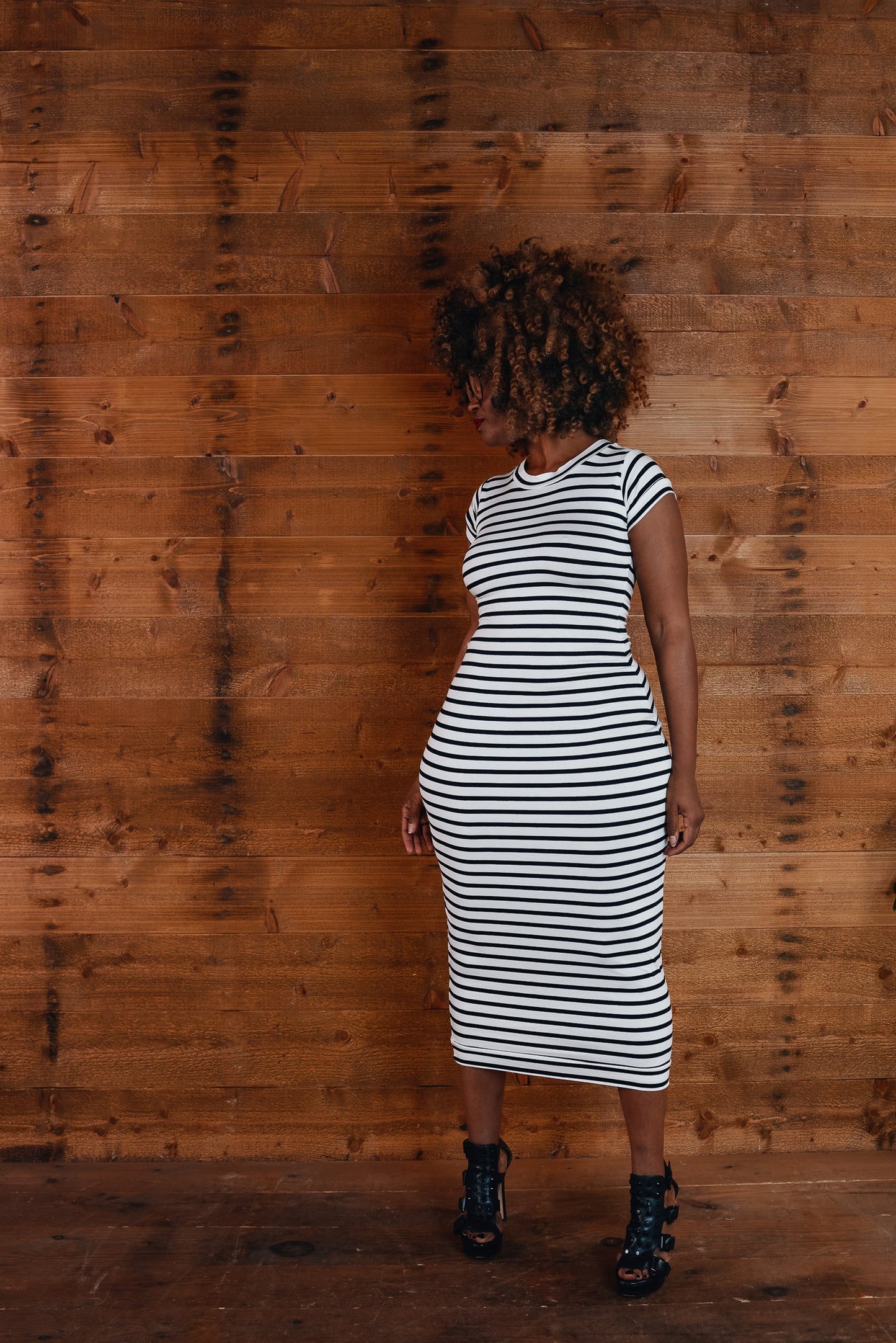 :: skripes :: stripe crew-neck pencil dress