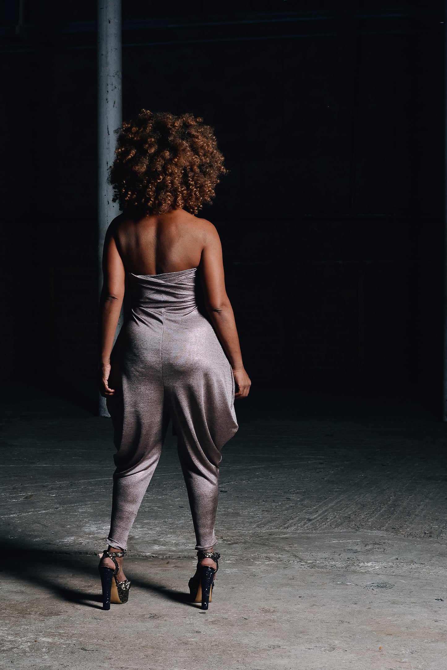 metallic strapless jumper