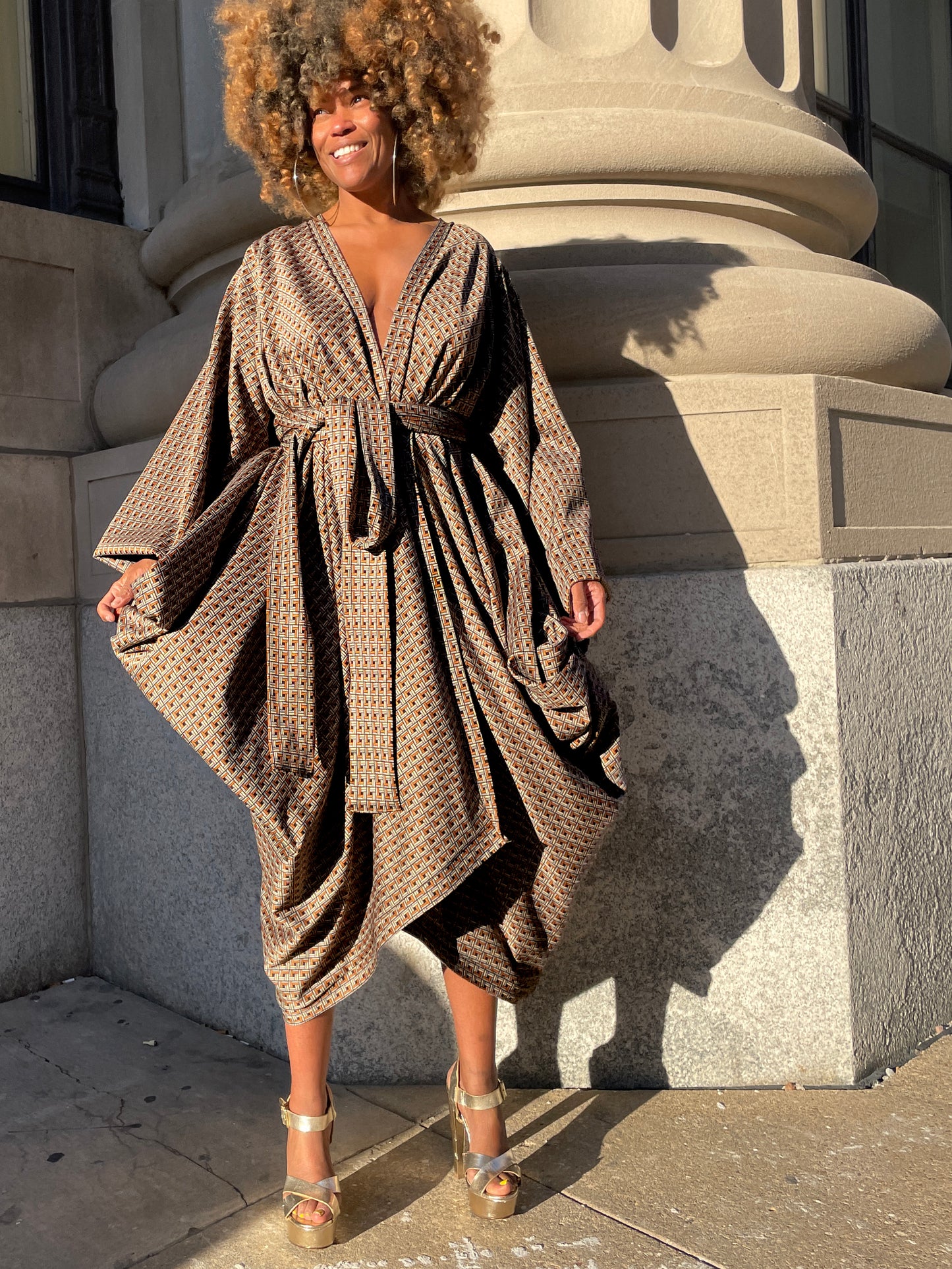 :: fire sale :: geo print kimono duster