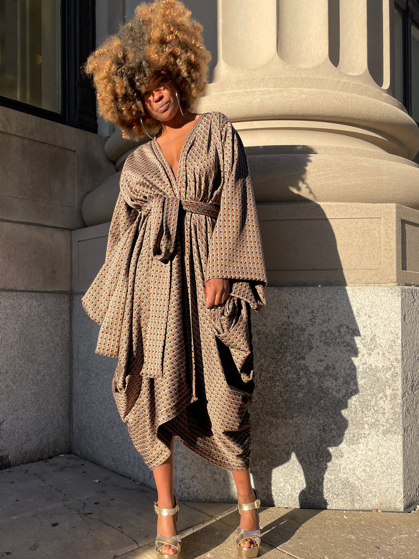 :: fire sale :: geo print kimono duster