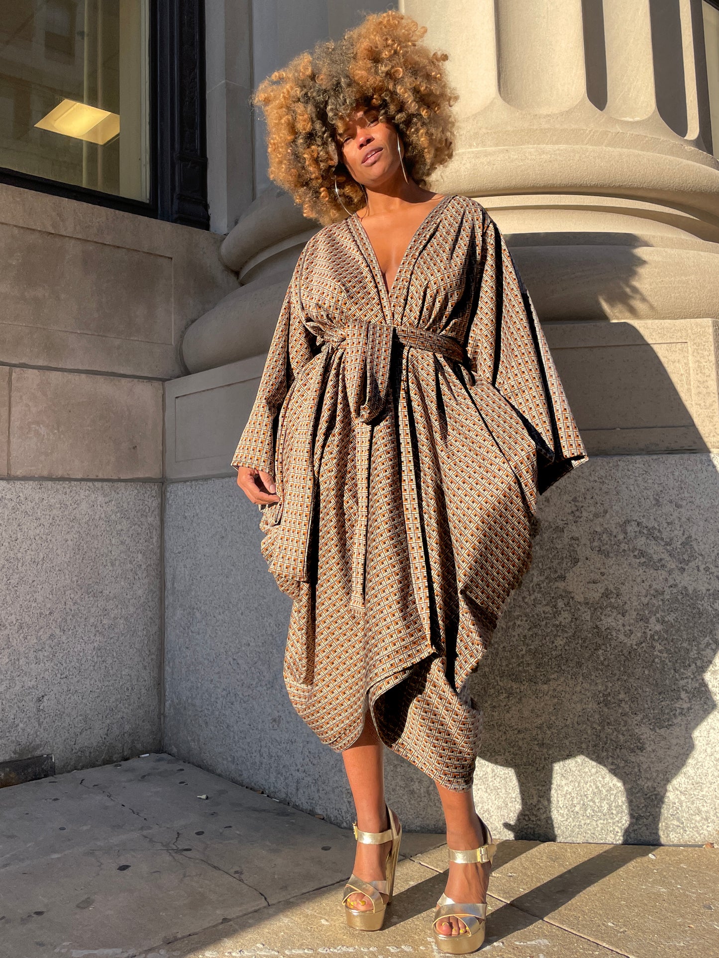 :: fire sale :: geo print kimono duster