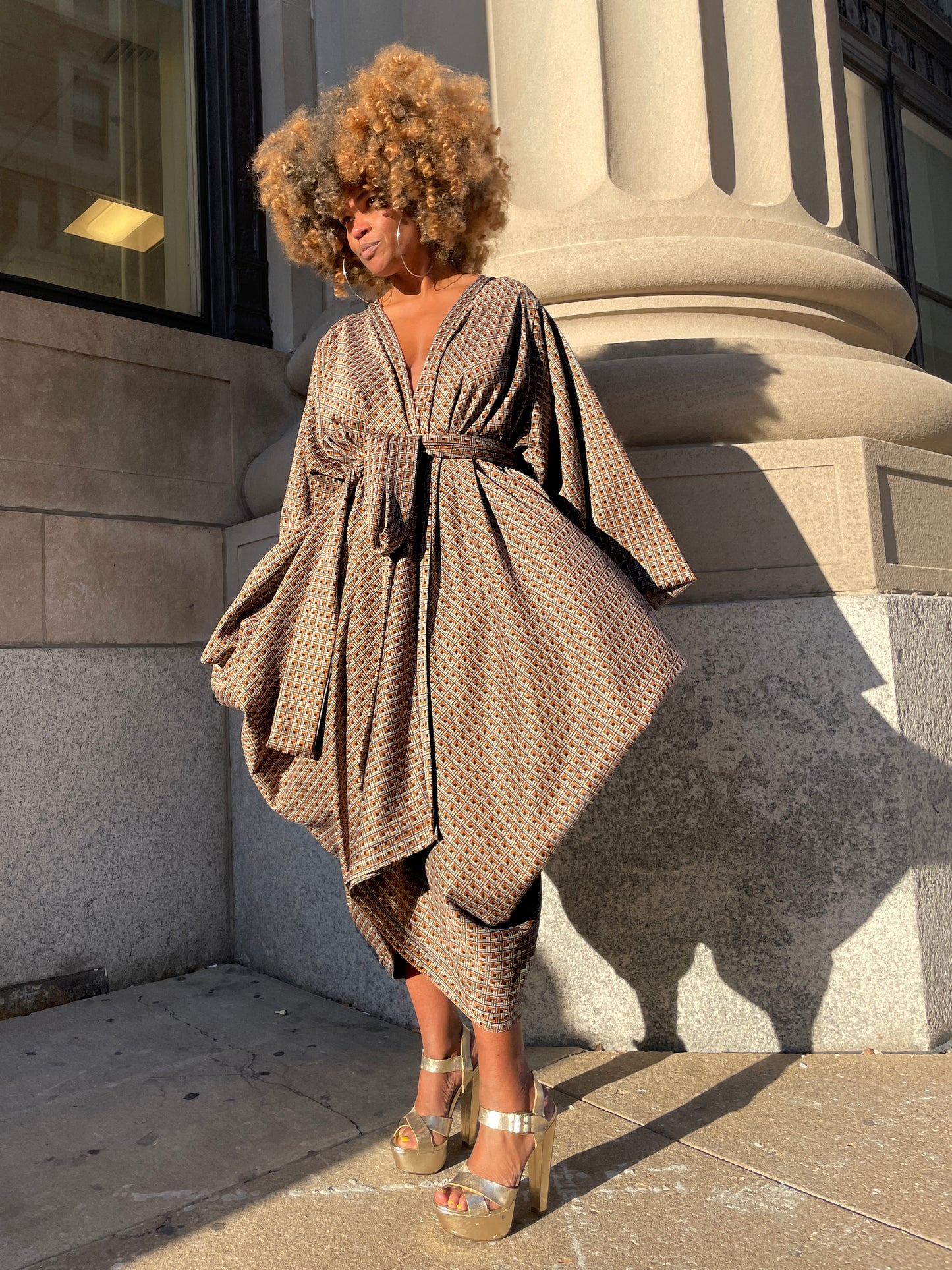 :: fire sale :: geo print kimono duster