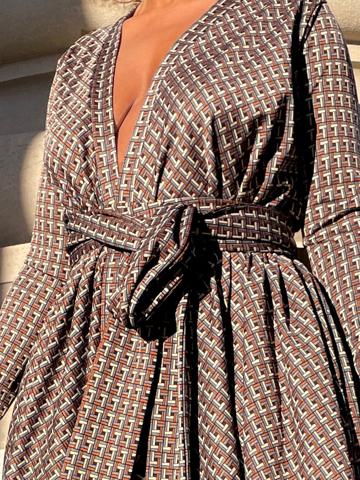 :: fire sale :: geo print kimono duster