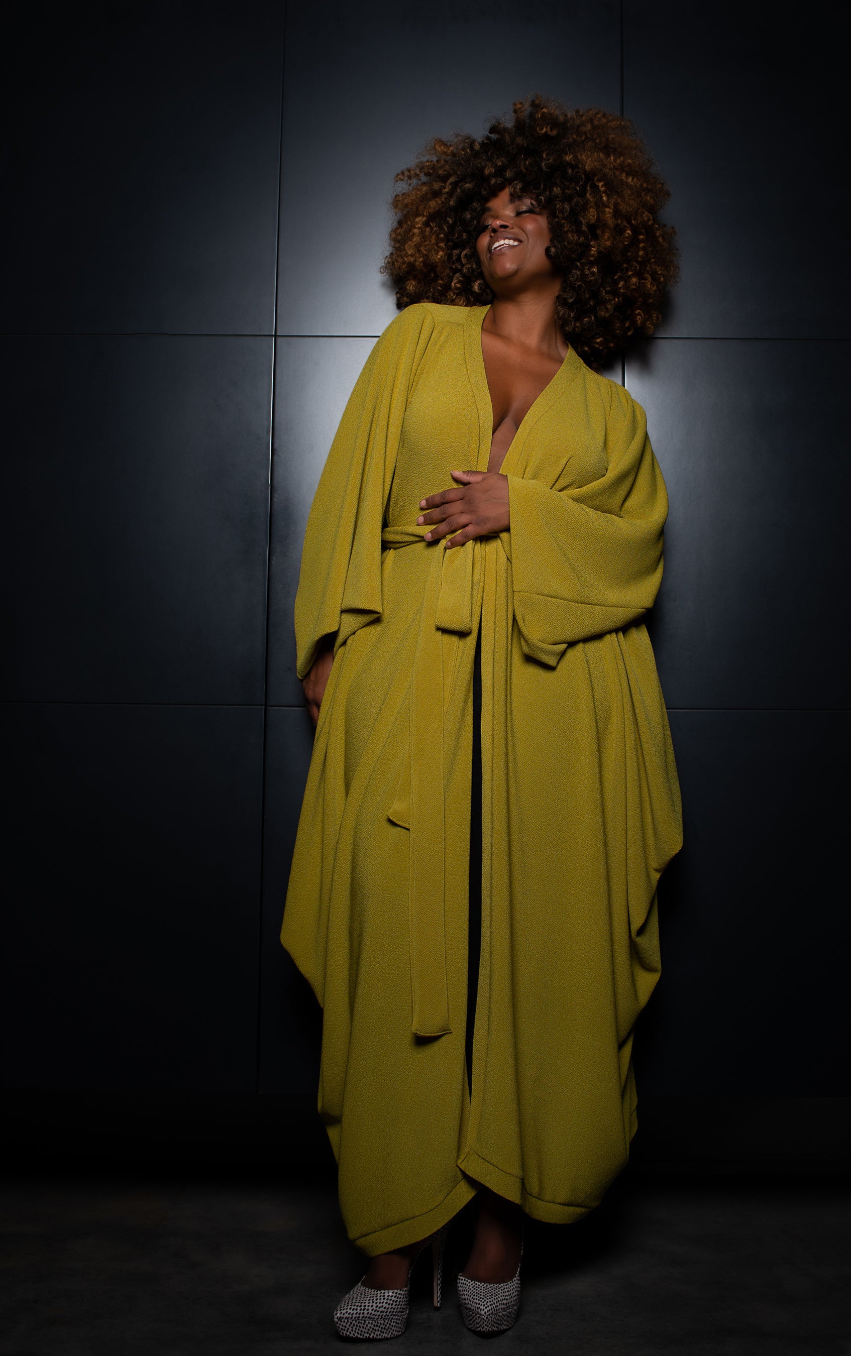 select dijon yellow kimono duster