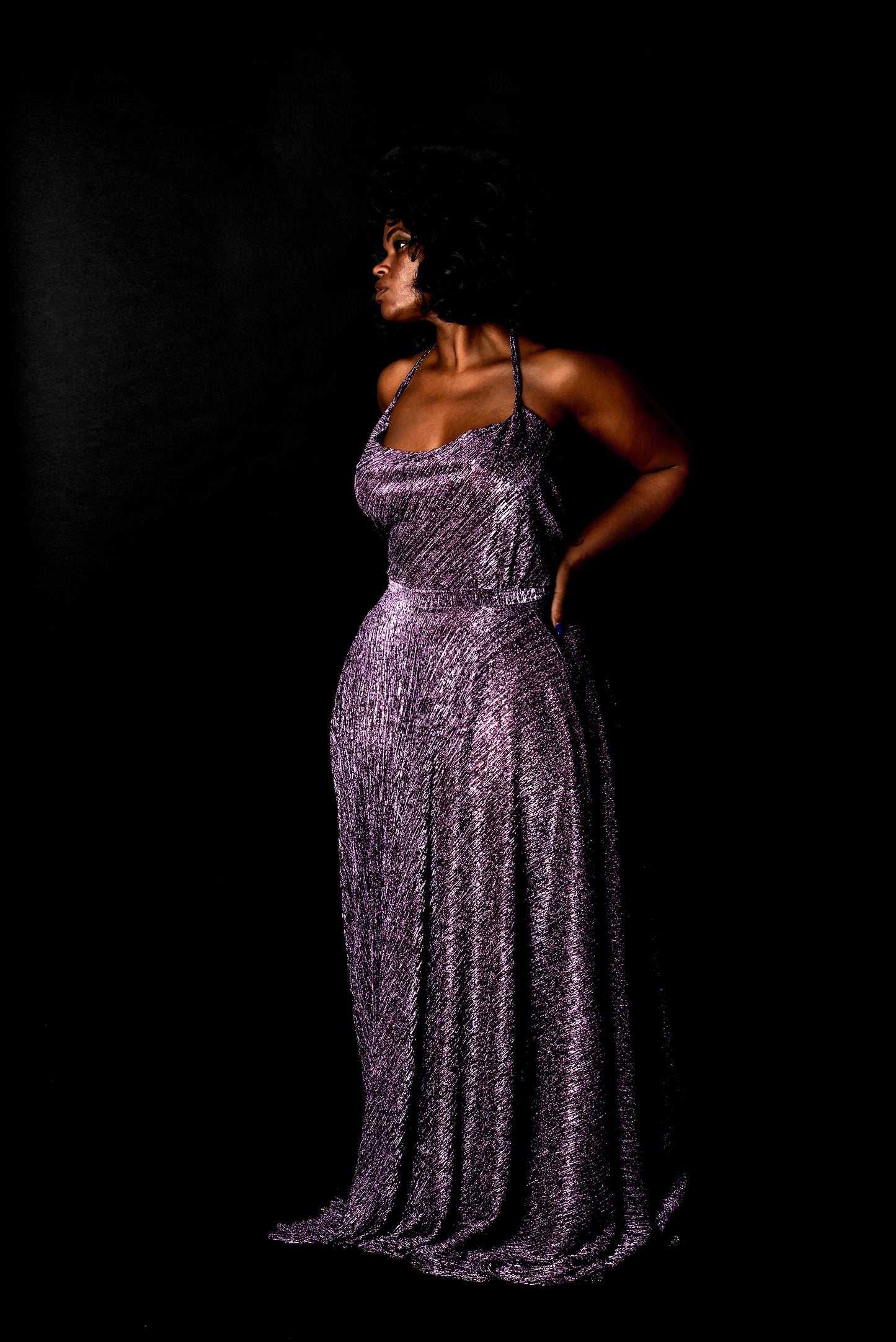 metallic drapy bodice halter