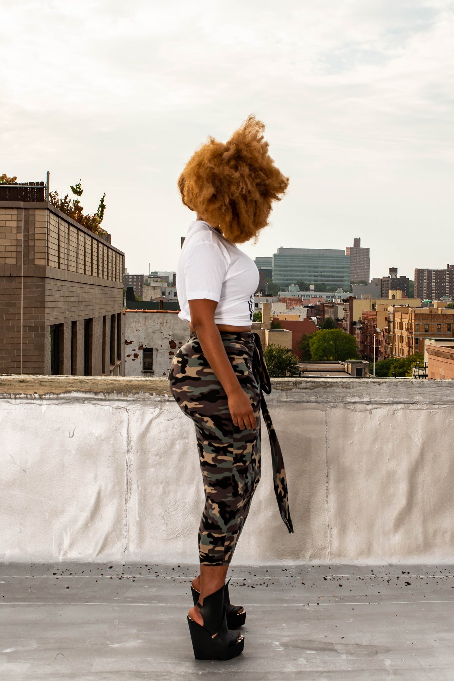 camo pencil skirt with tie