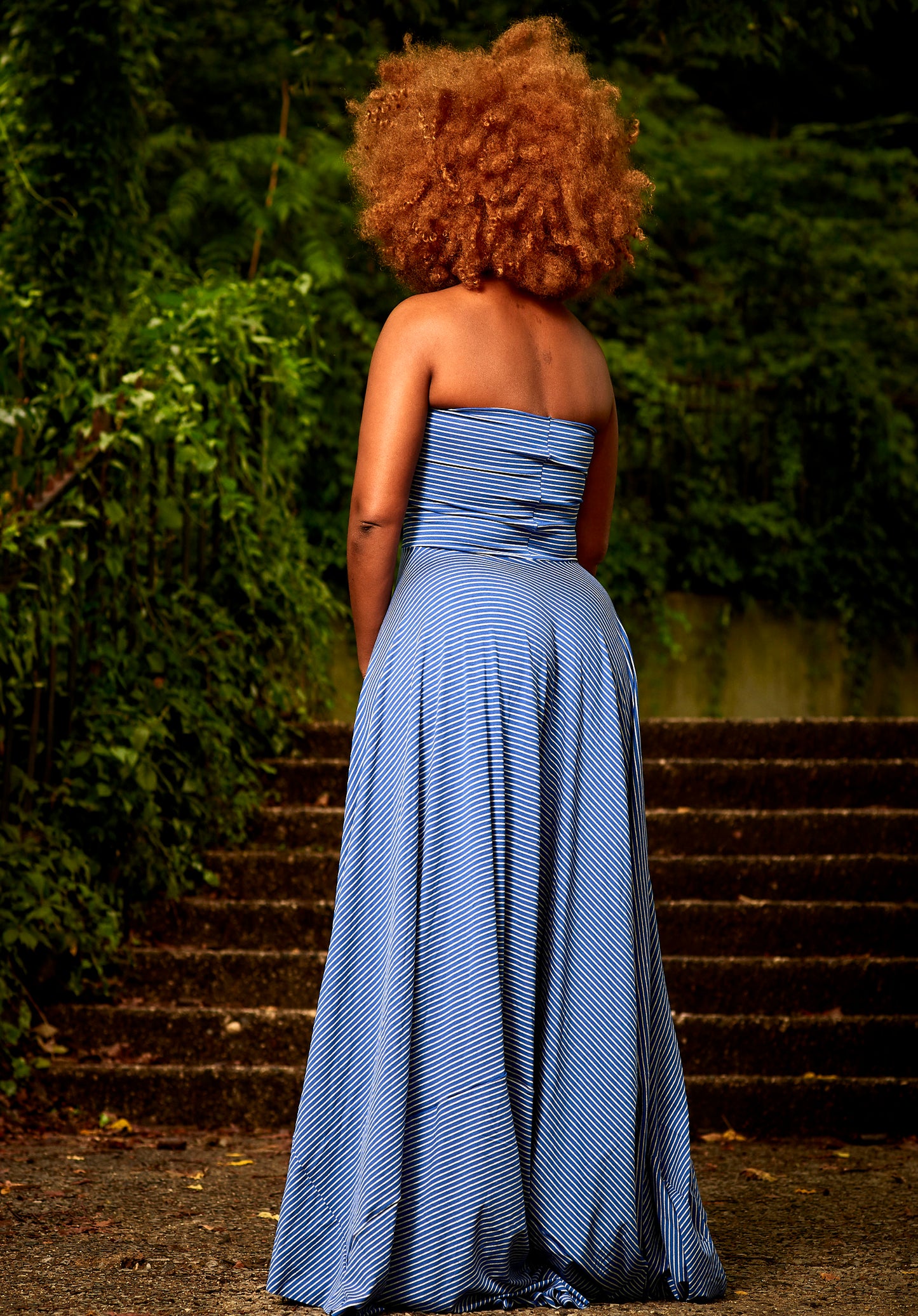 stripe strapless bodice