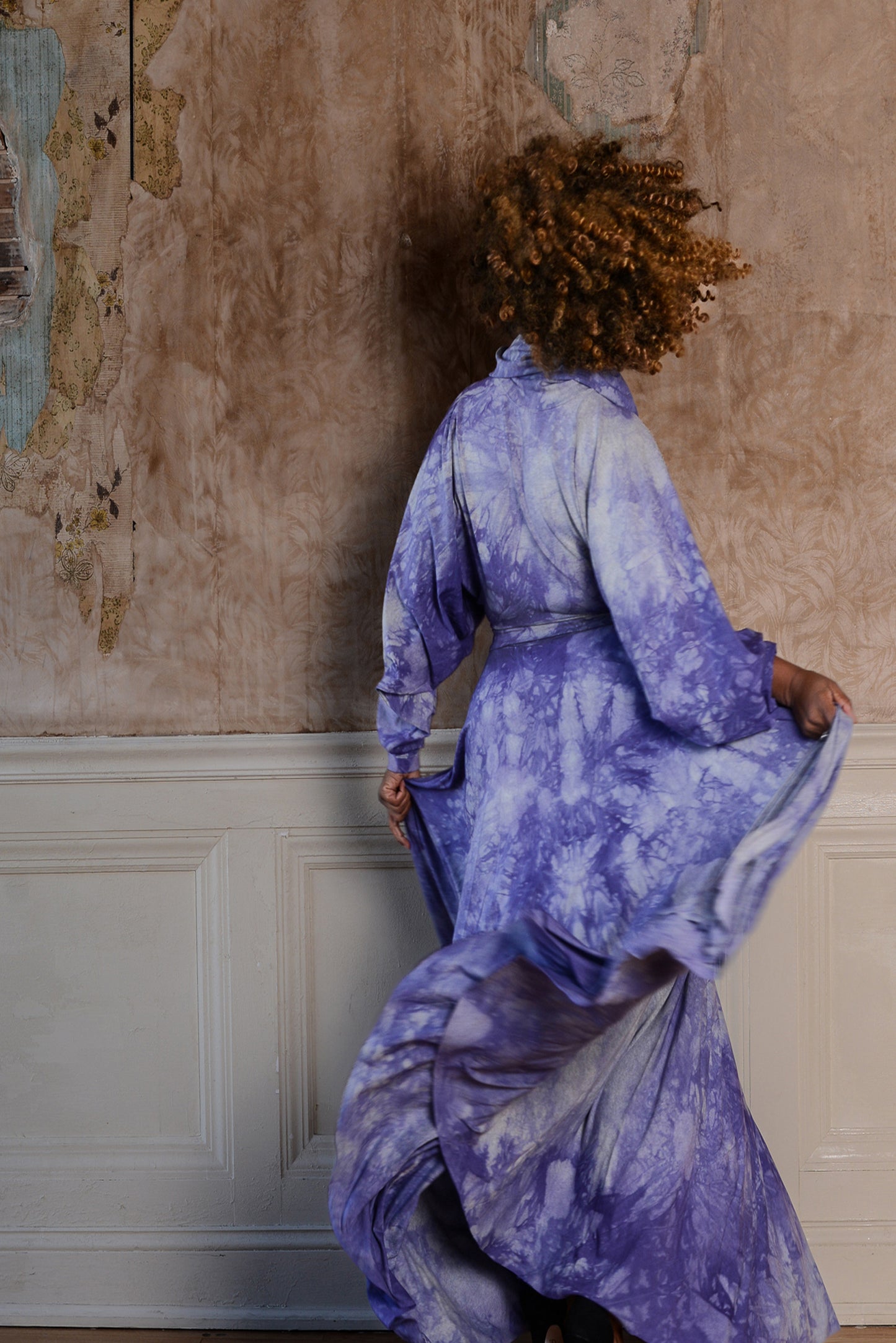 :: select :: long sleeve tie-dyed 'i have a job' w/ cowl
