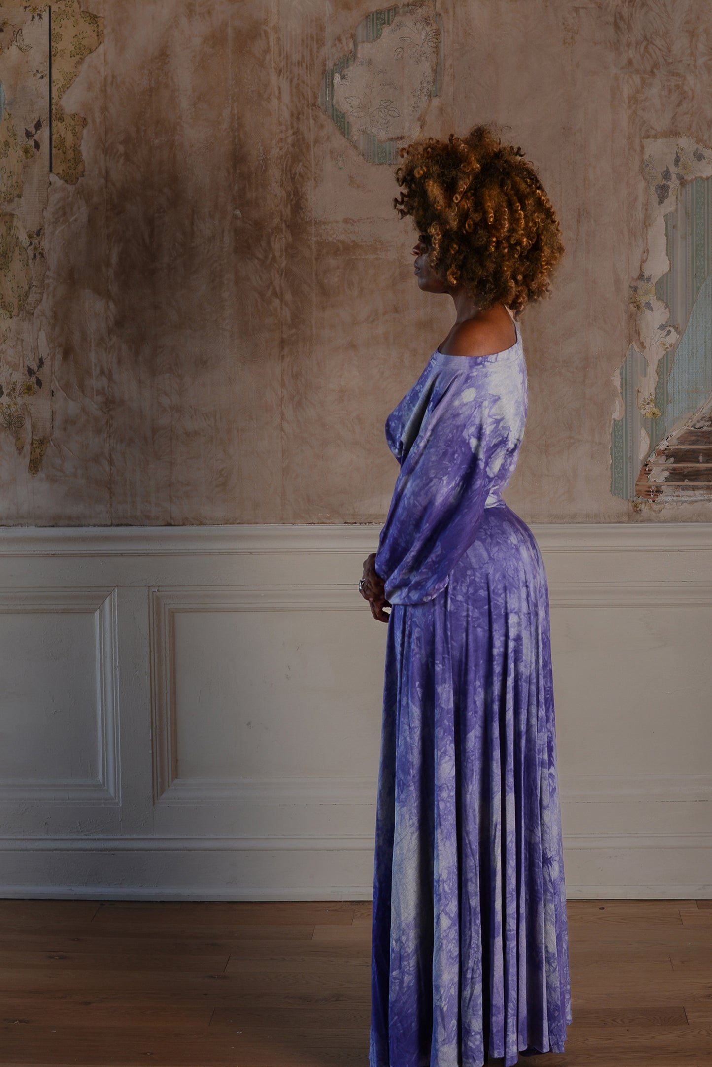 :: select :: long sleeve tie-dyed 'i have a job' dress