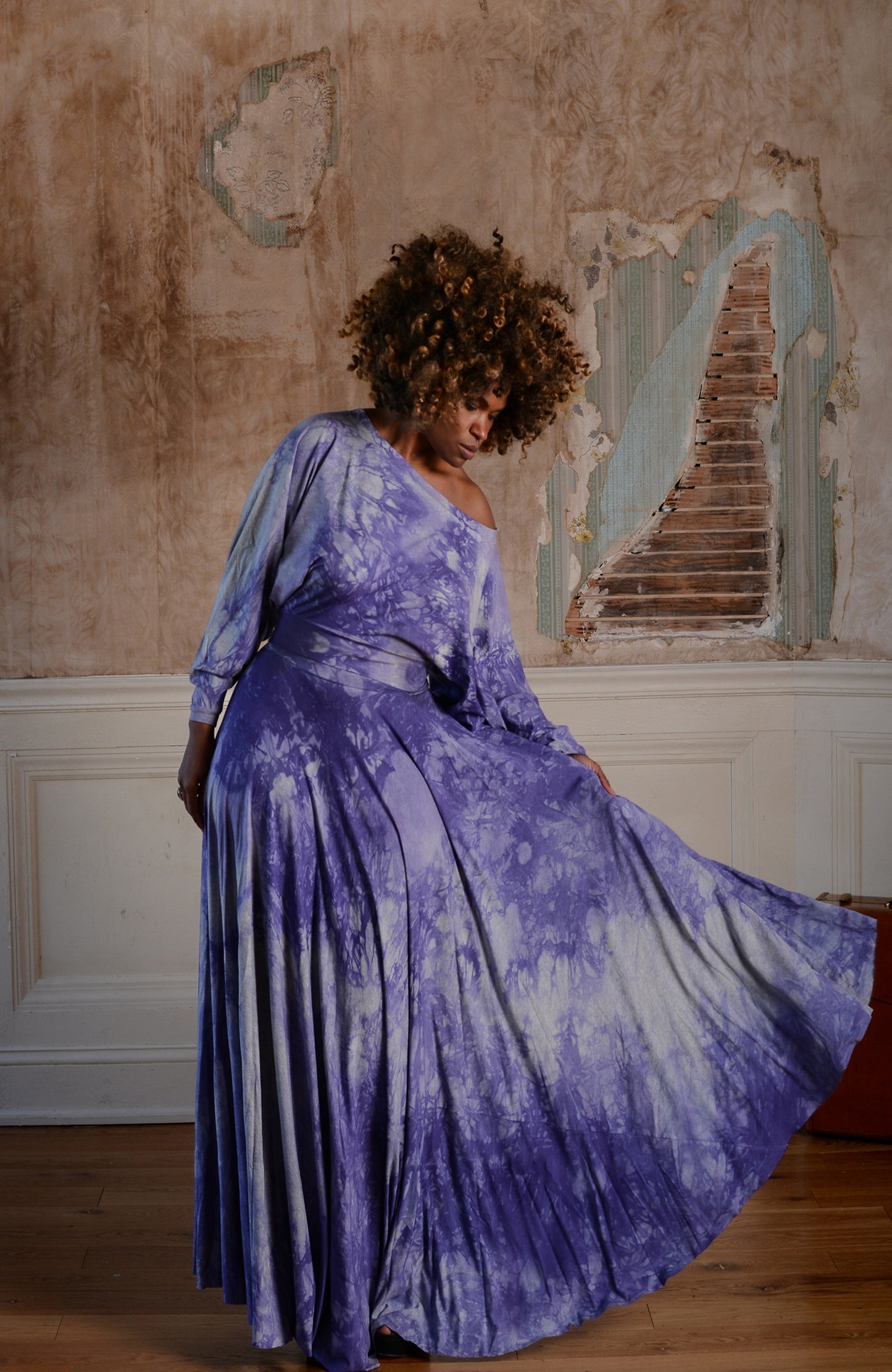 :: select :: long sleeve tie-dyed 'i have a job' dress