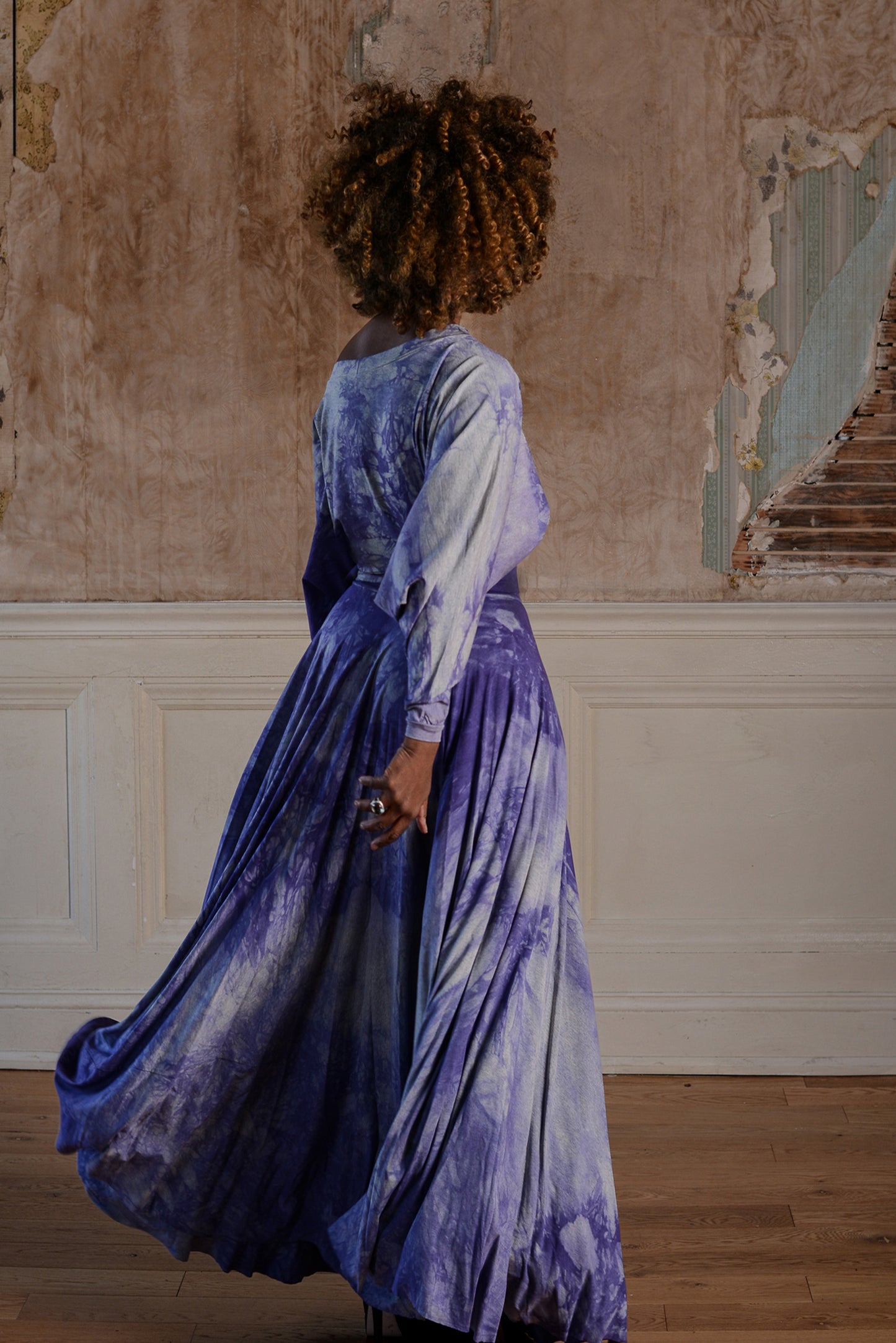 :: select :: long sleeve tie-dyed 'i have a job' dress