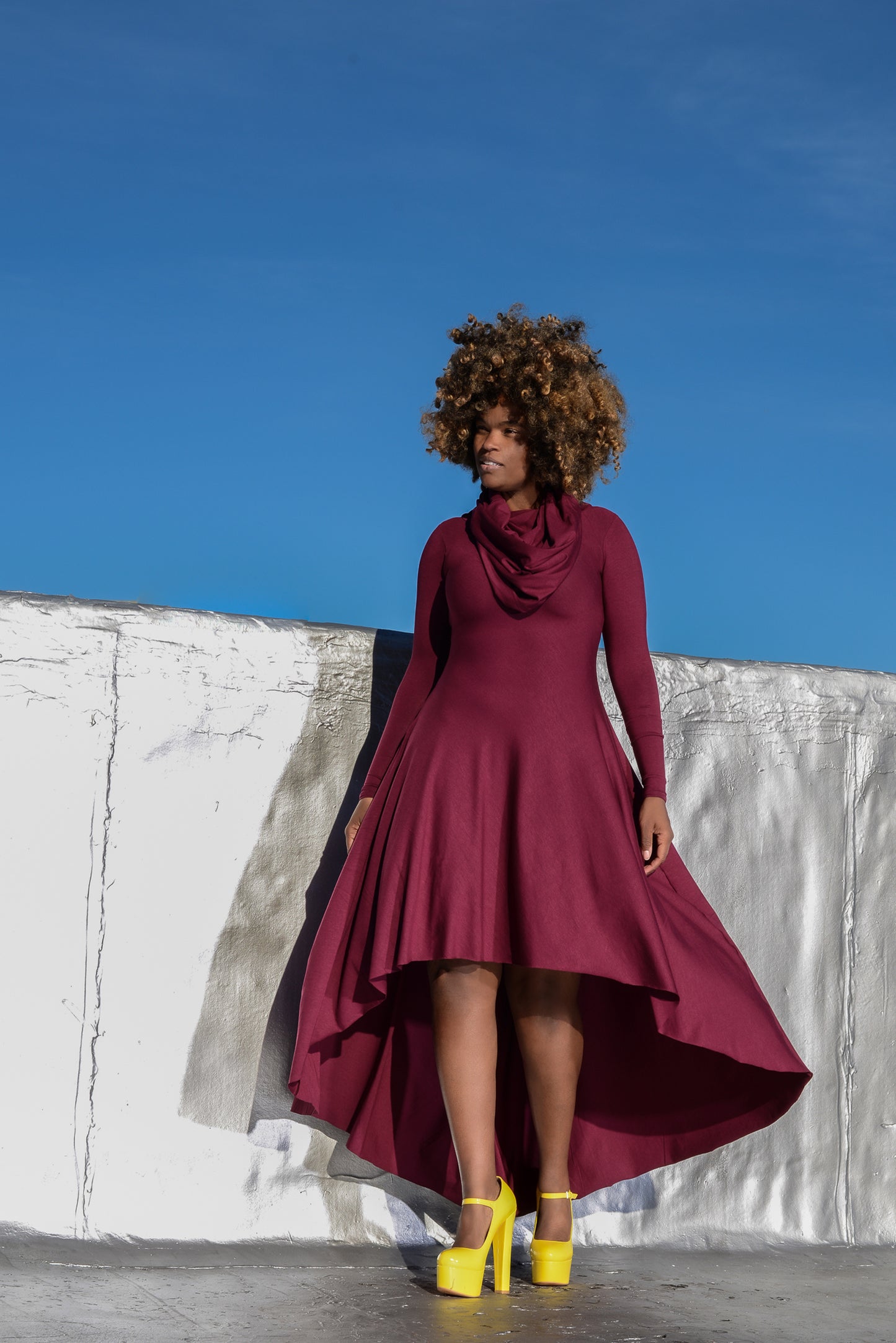 cowl neck high/low - long sleeve
