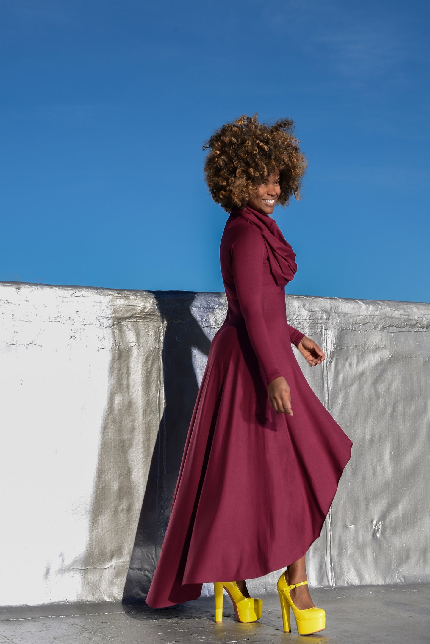 cowl neck high/low - long sleeve