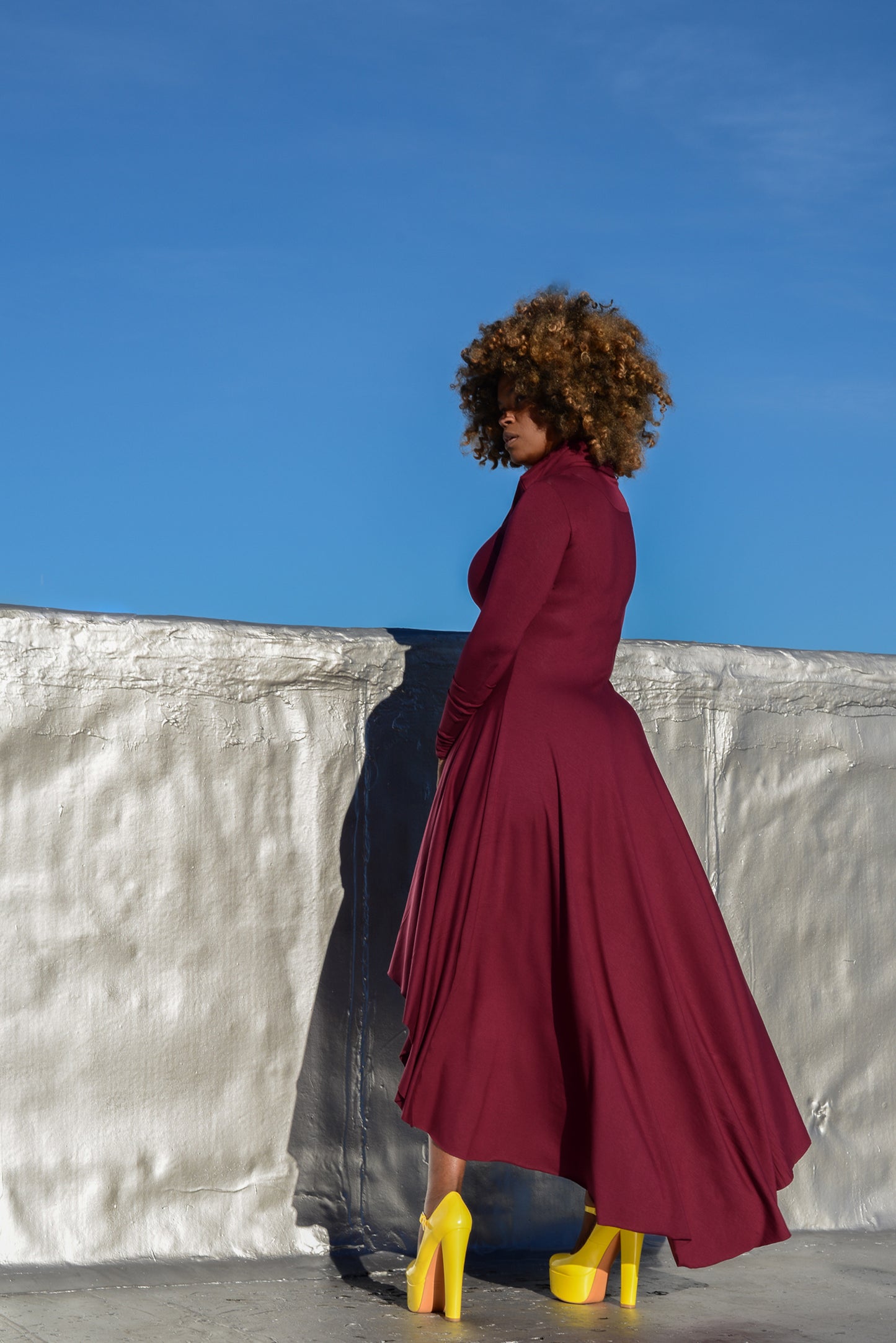 cowl neck high/low - long sleeve