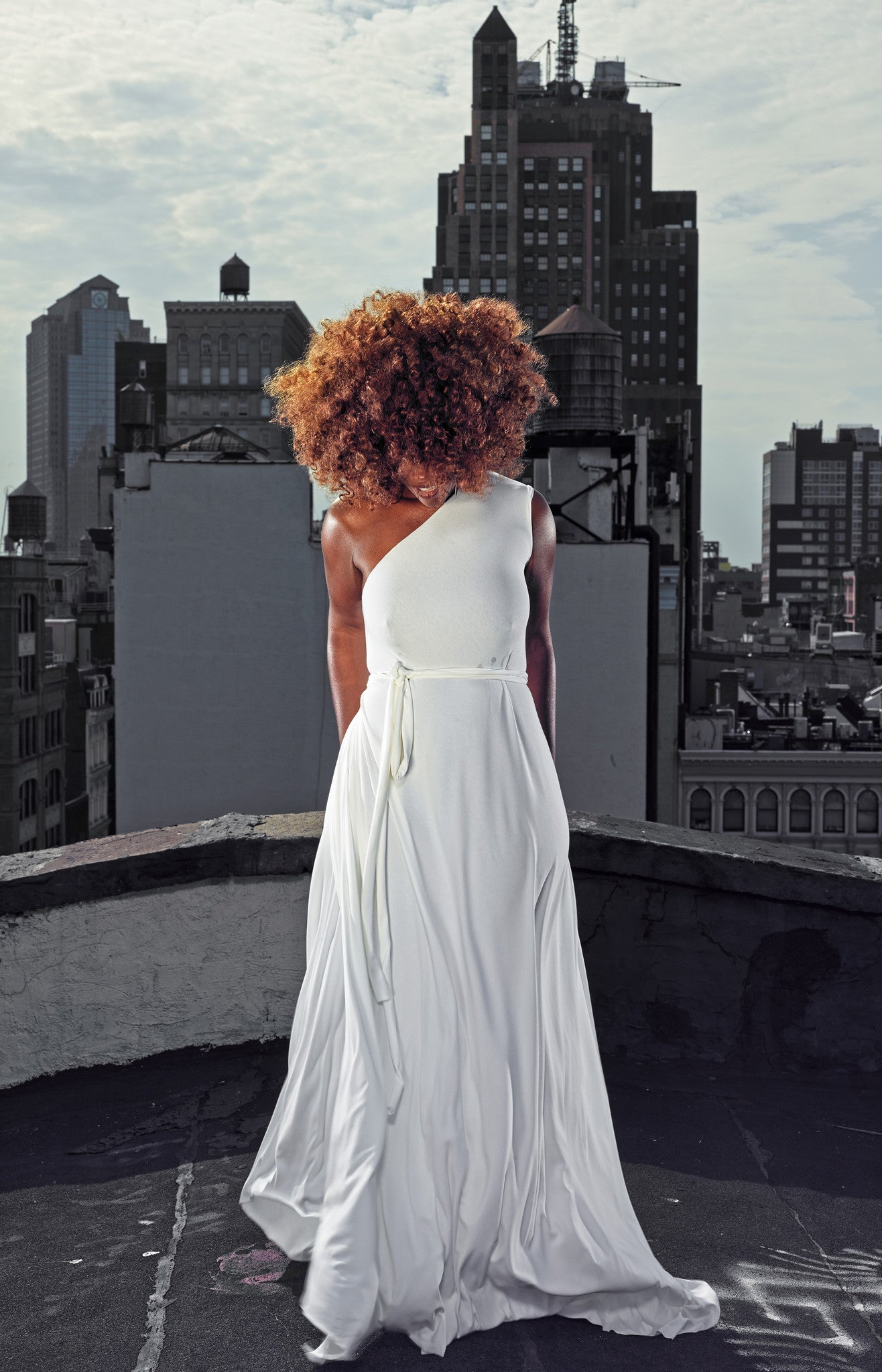 one-shoulder grecian