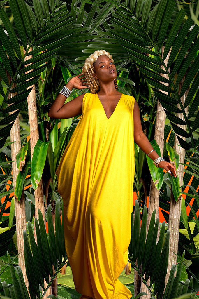 sleeveless drape - long