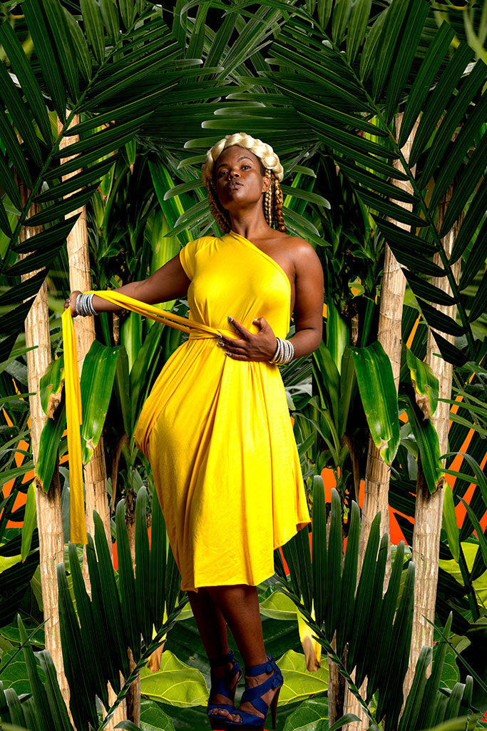 one-shoulder cap sleeve drape - short