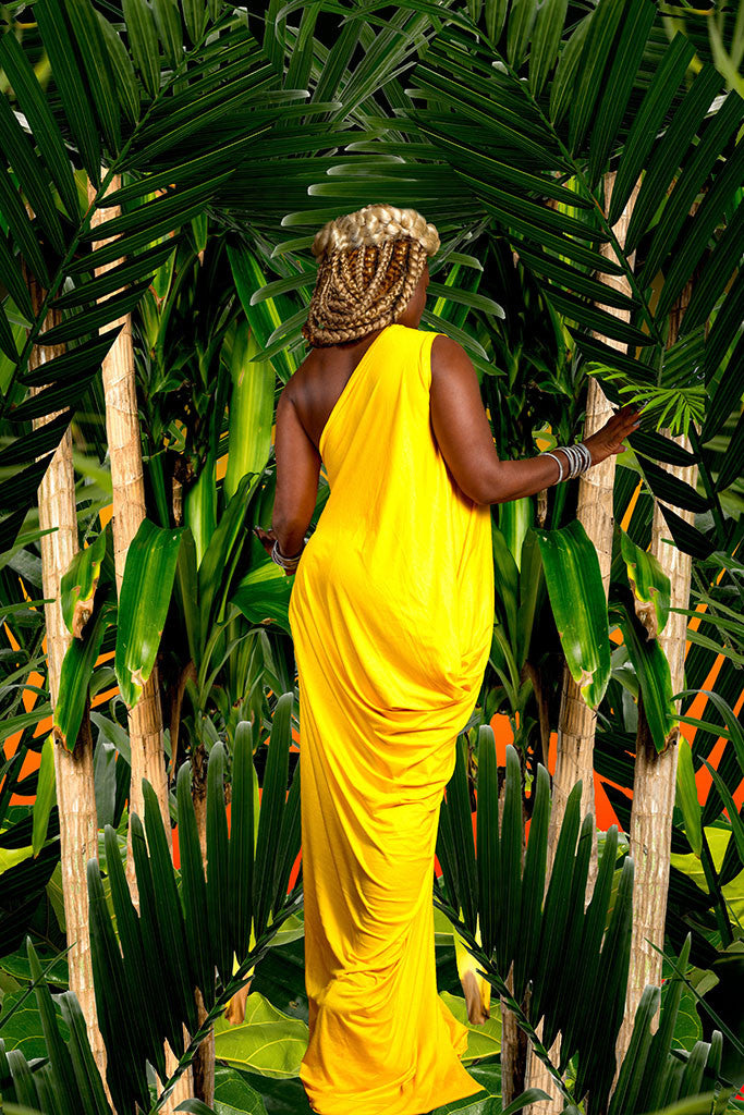 one-shoulder sleeveless drape - long