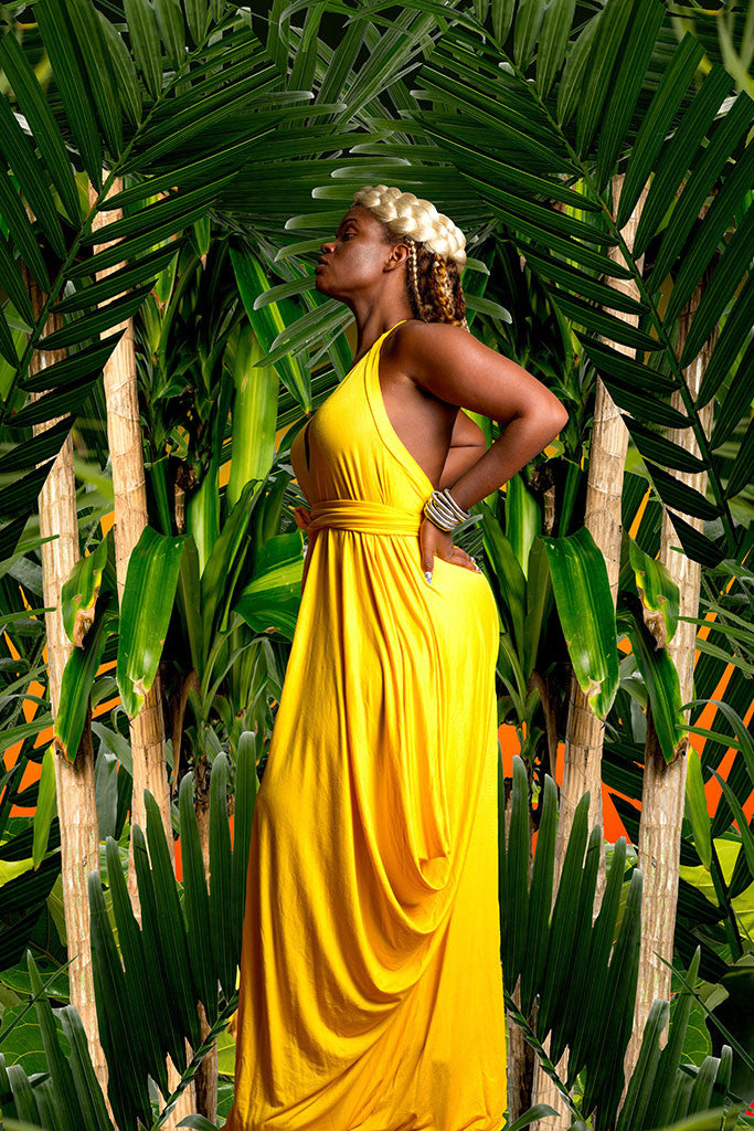 drape halter with tie - long