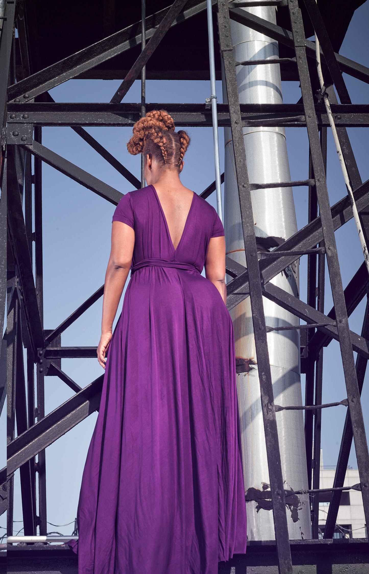 deep back cap sleeve v-neck dress