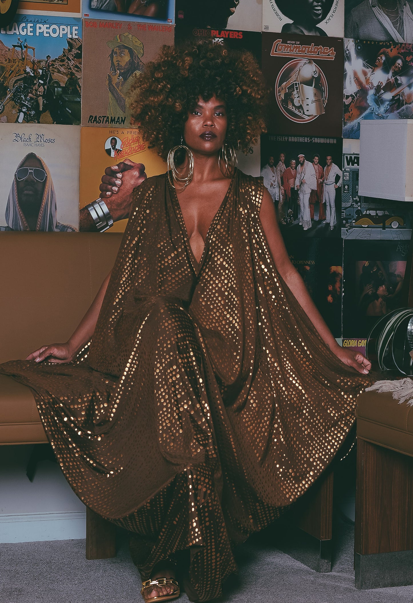 print sleeveless drape