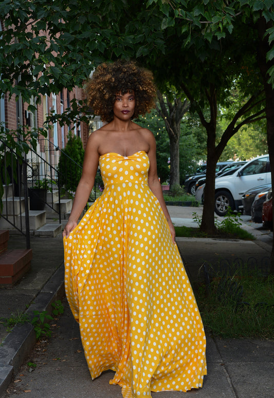 polka dot strapless bodice