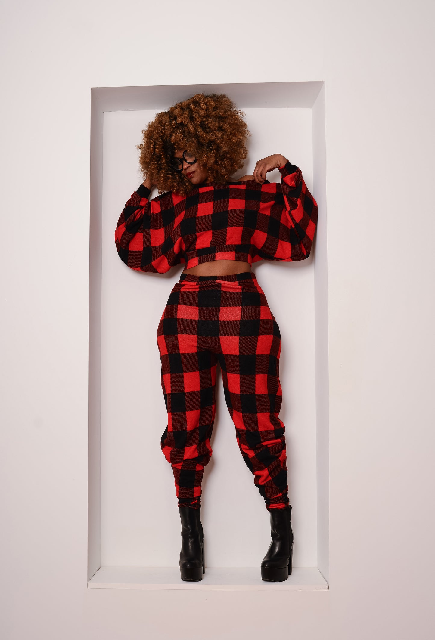 buffalo plaid crop + pants