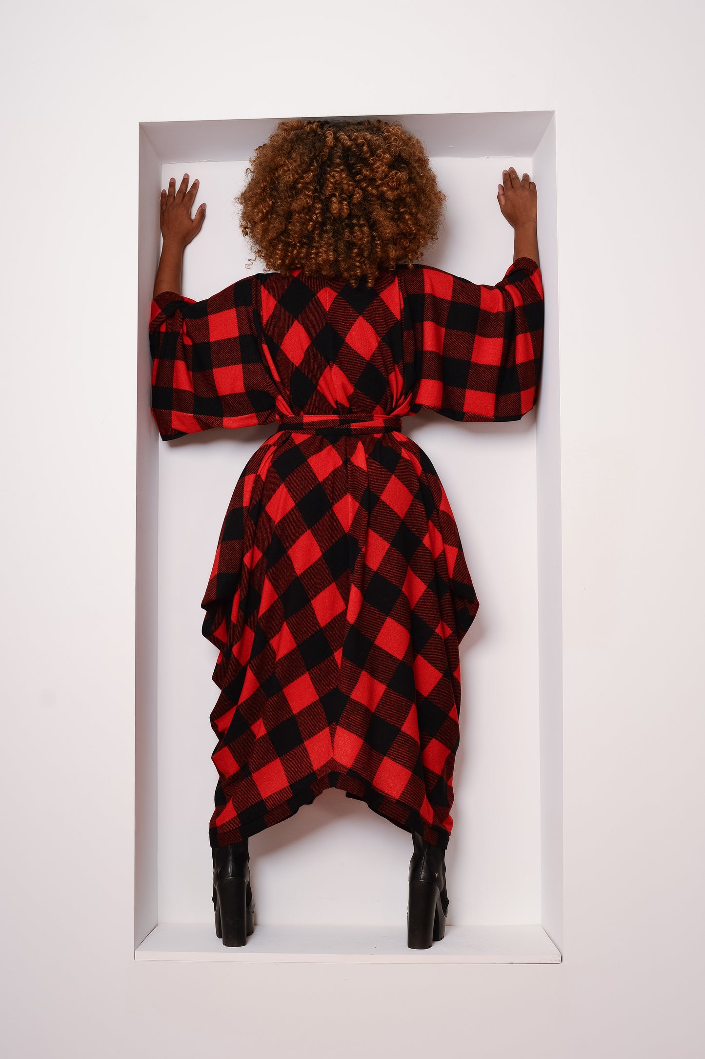 buffalo plaid duster - red