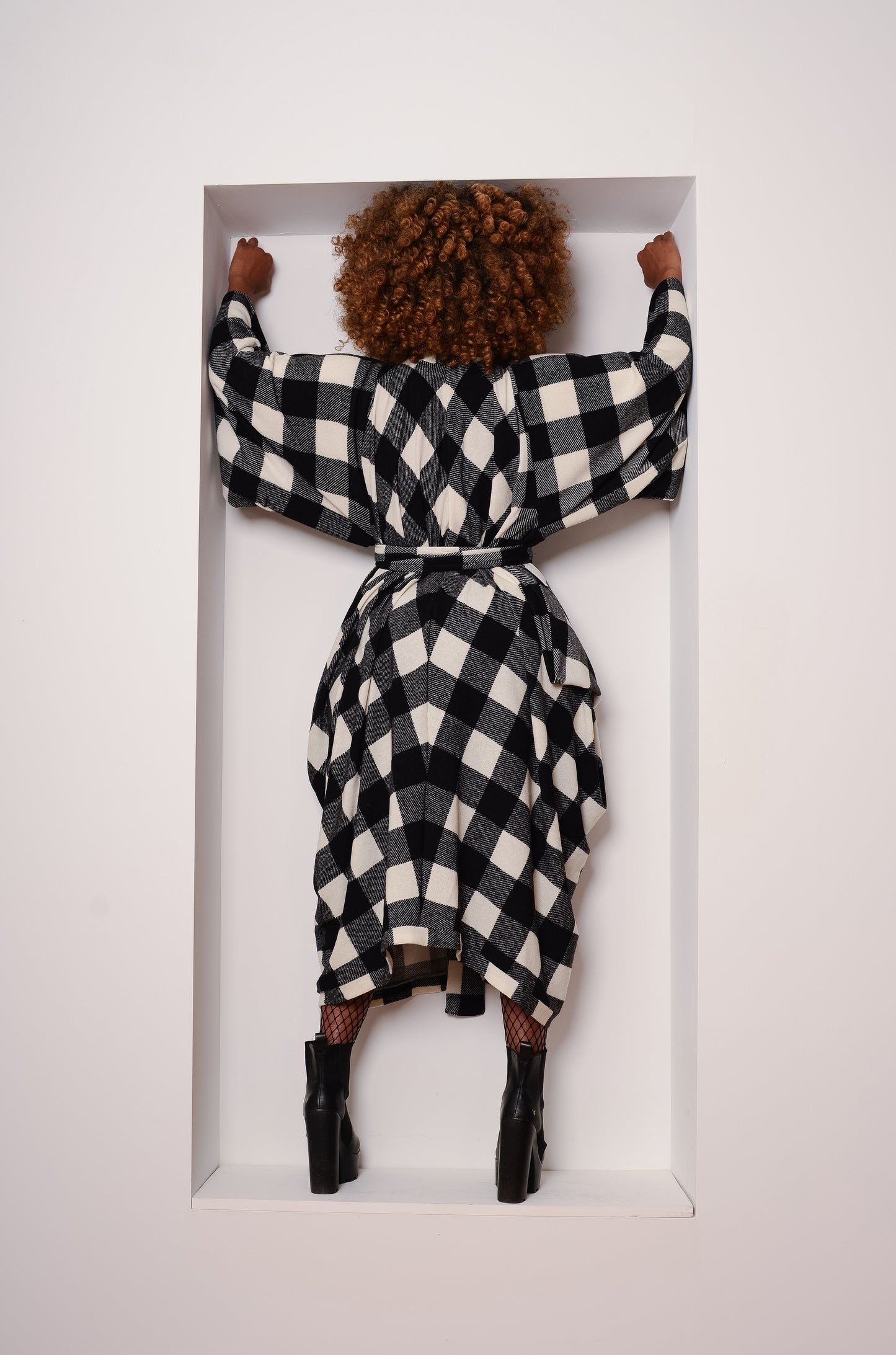 buffalo plaid duster - white