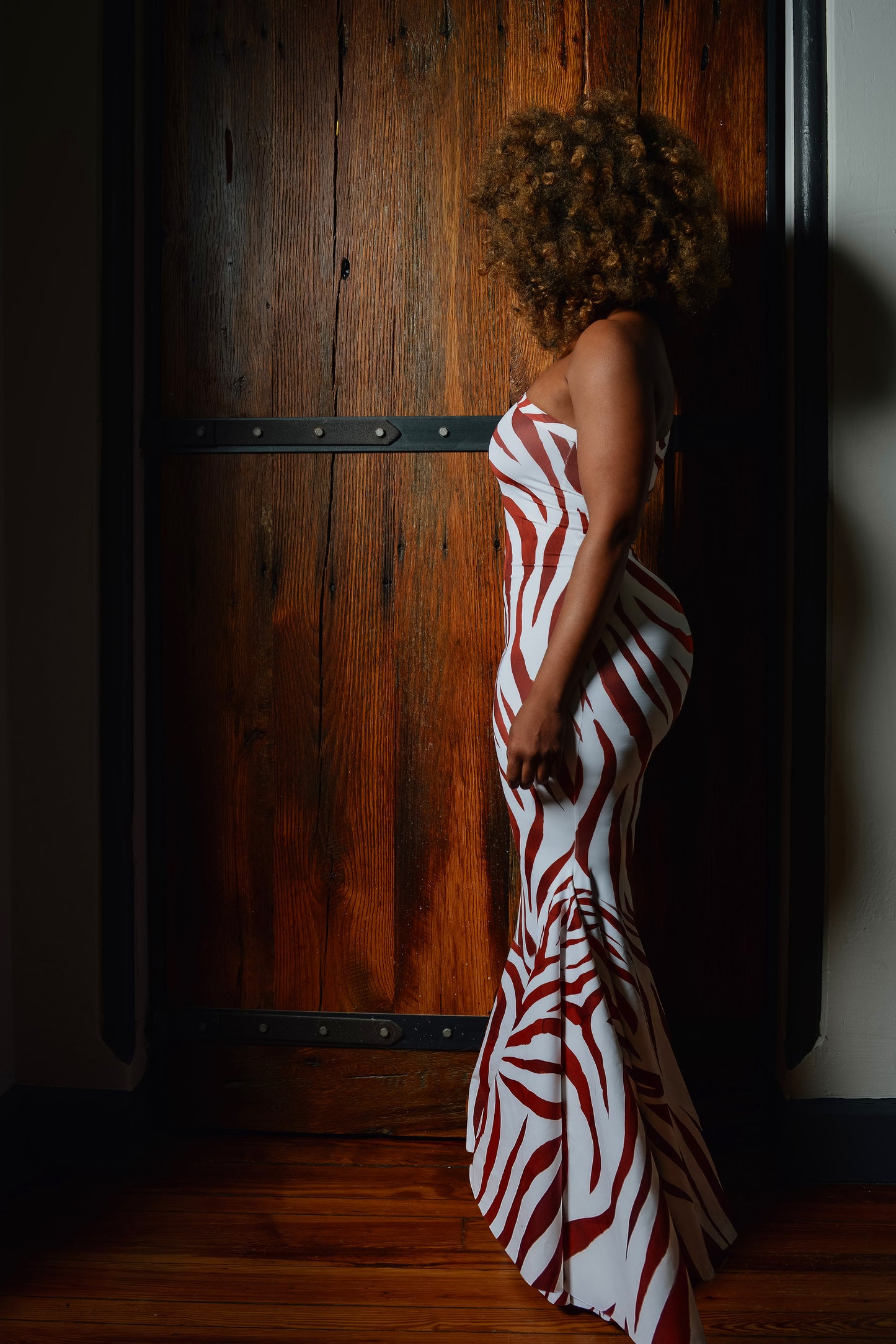 :: select :: copper zebra one-shoulder fishtail