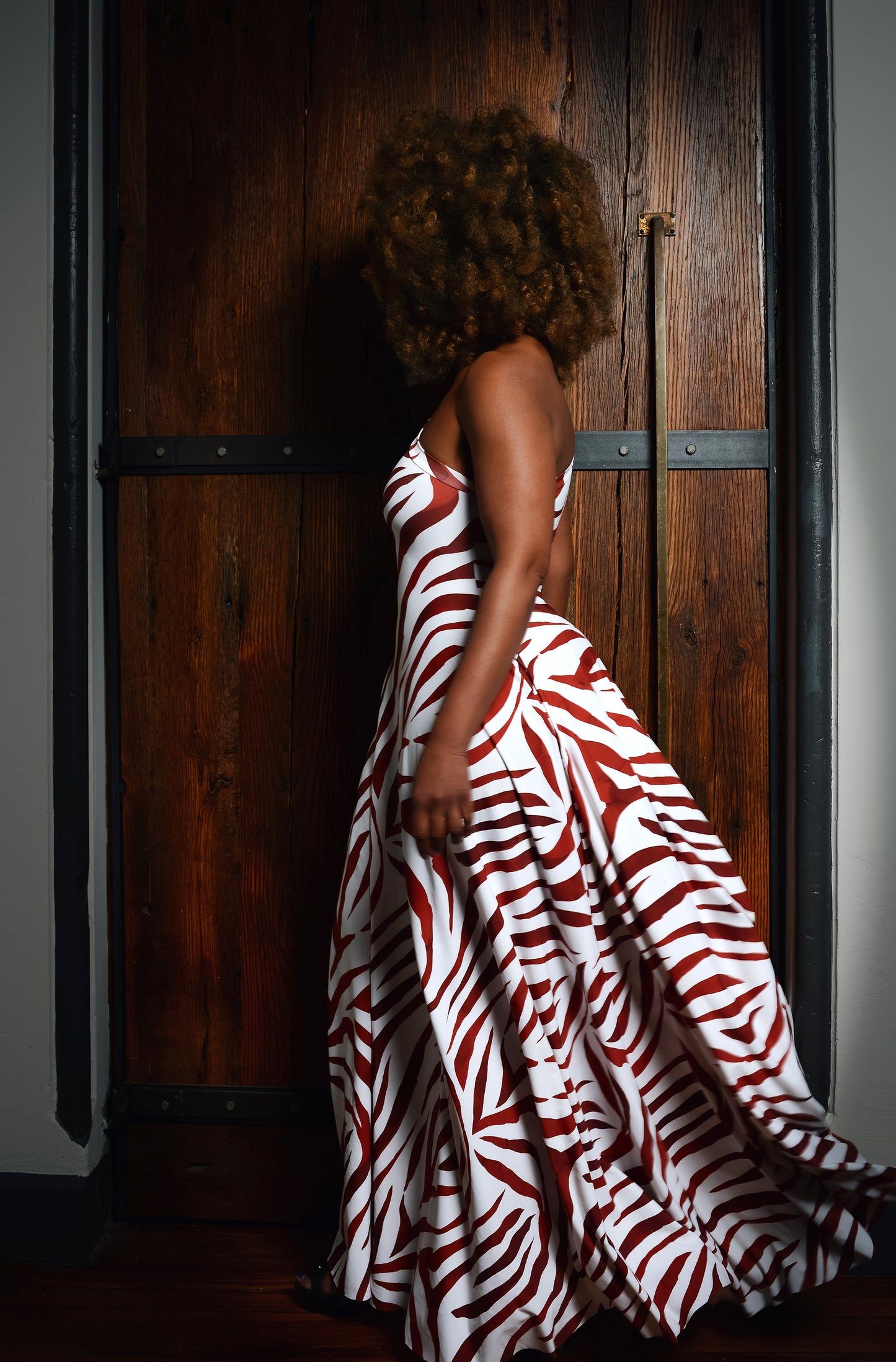 :: select ::  copper zebra one-shoulder