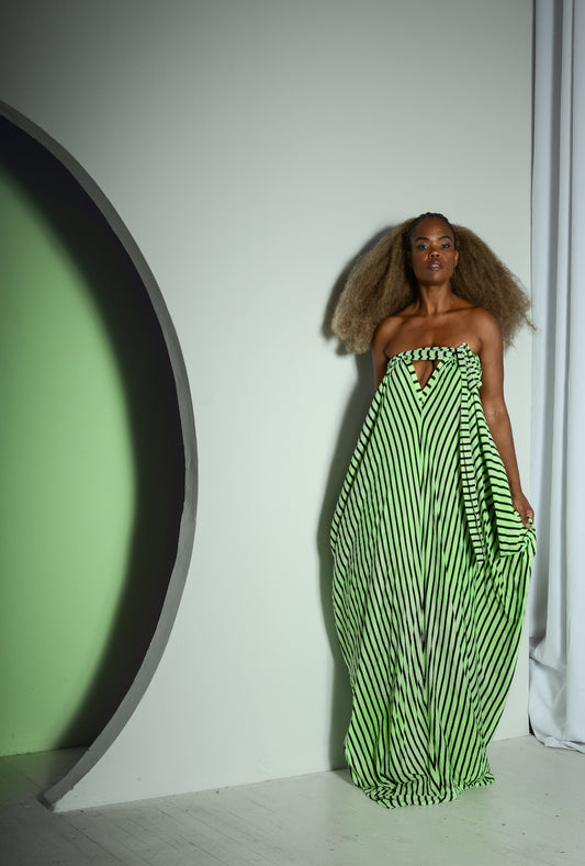 :: skripes :: tie-dyed striped strapless drape w/ tie