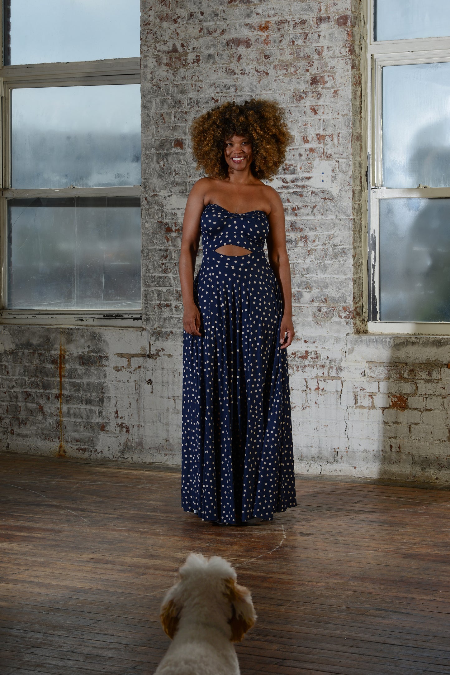 :: day fourteen :: spotty strapless cutout dress