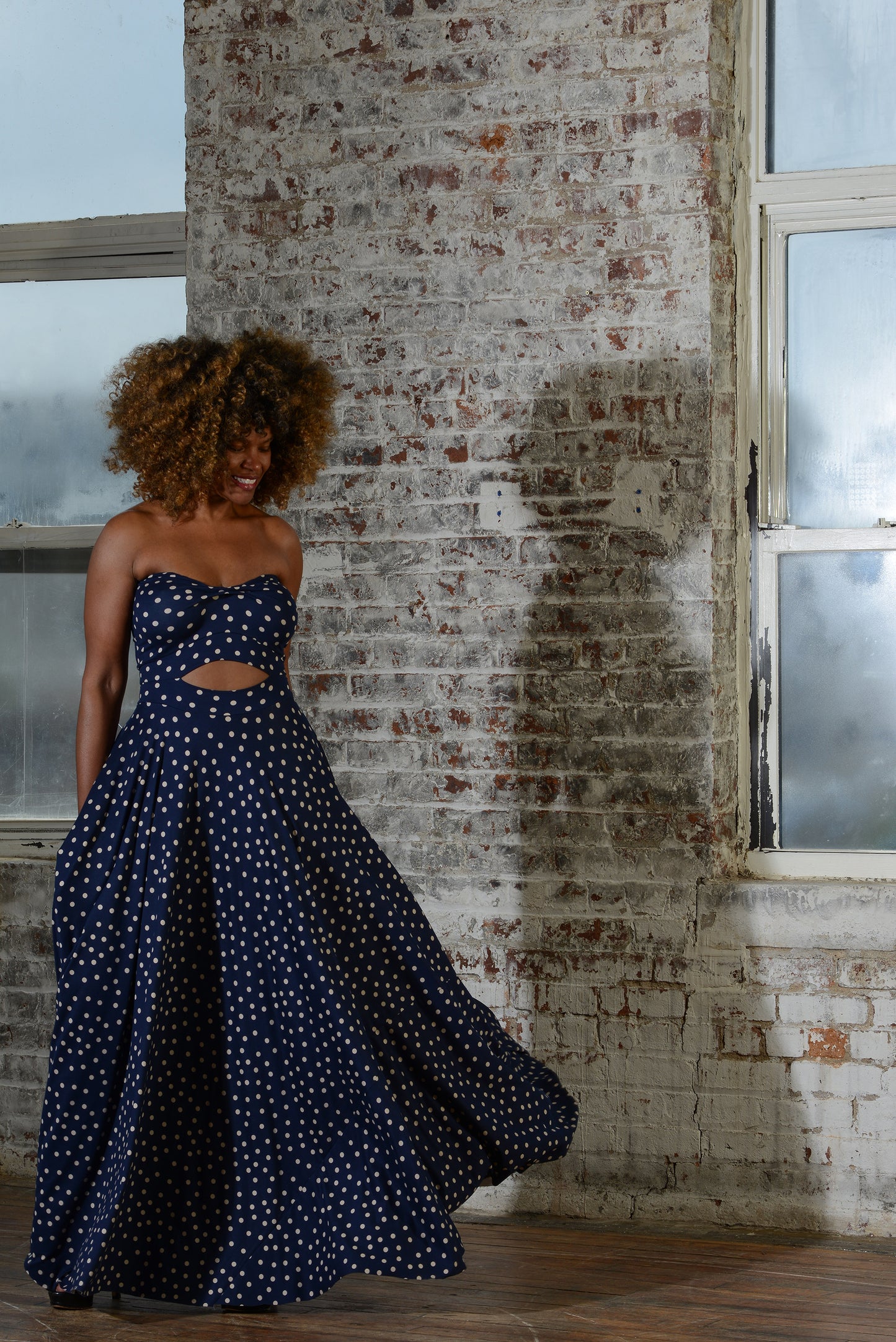 :: day fourteen :: spotty strapless cutout dress