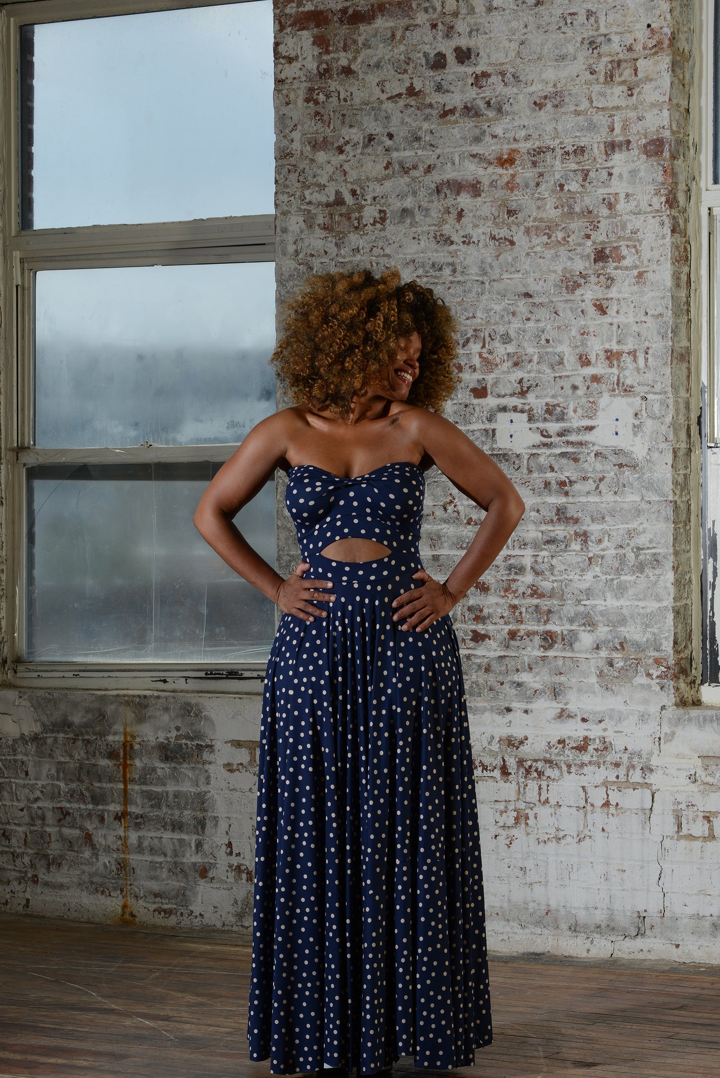 :: day fourteen :: spotty strapless cutout dress