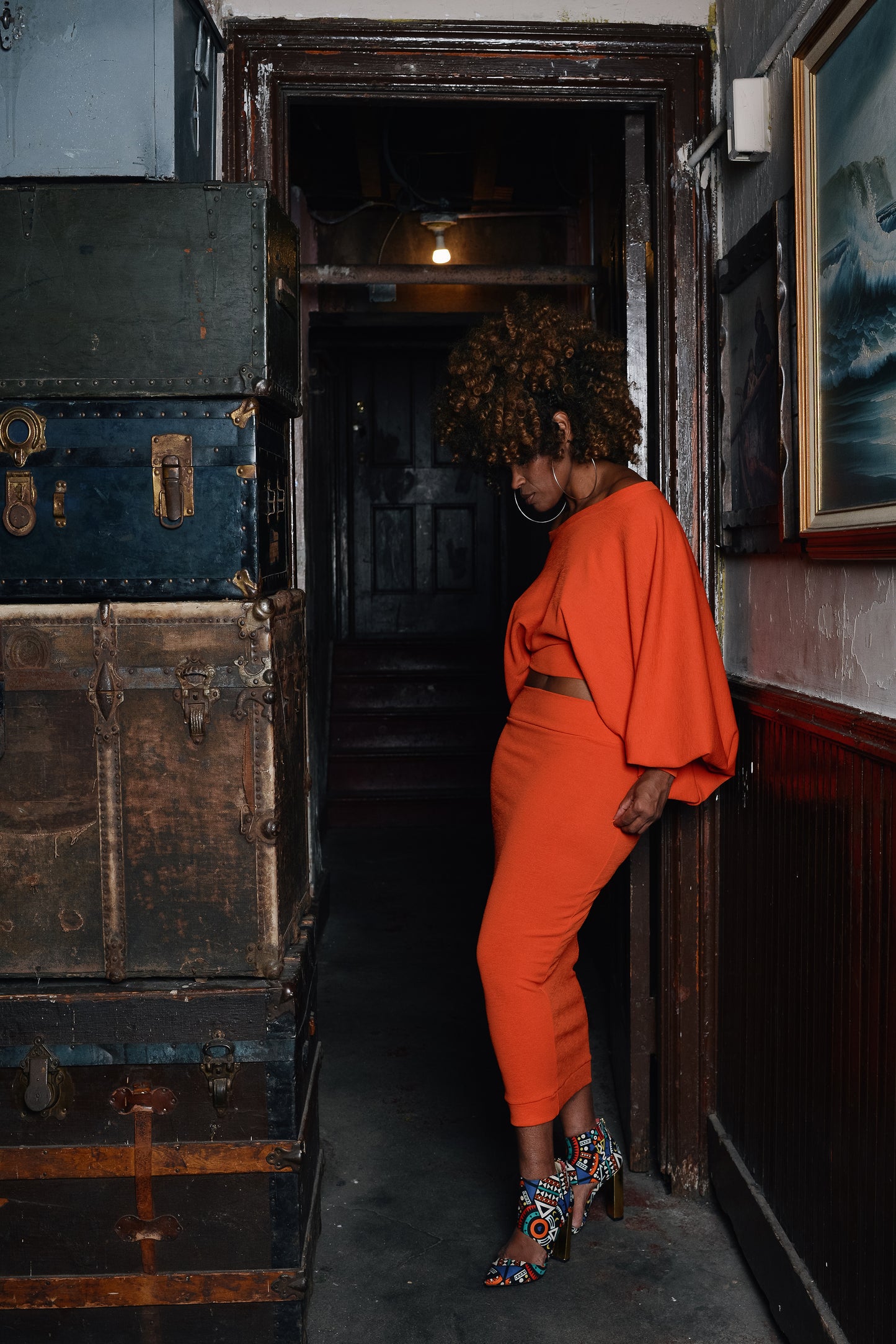:: BRIGHTS :: bishop sleeve crop + pencil skirt