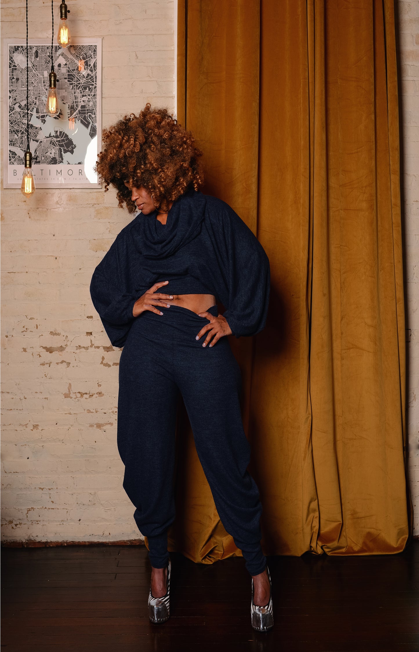 fashmere crop w/ cowl + pants
