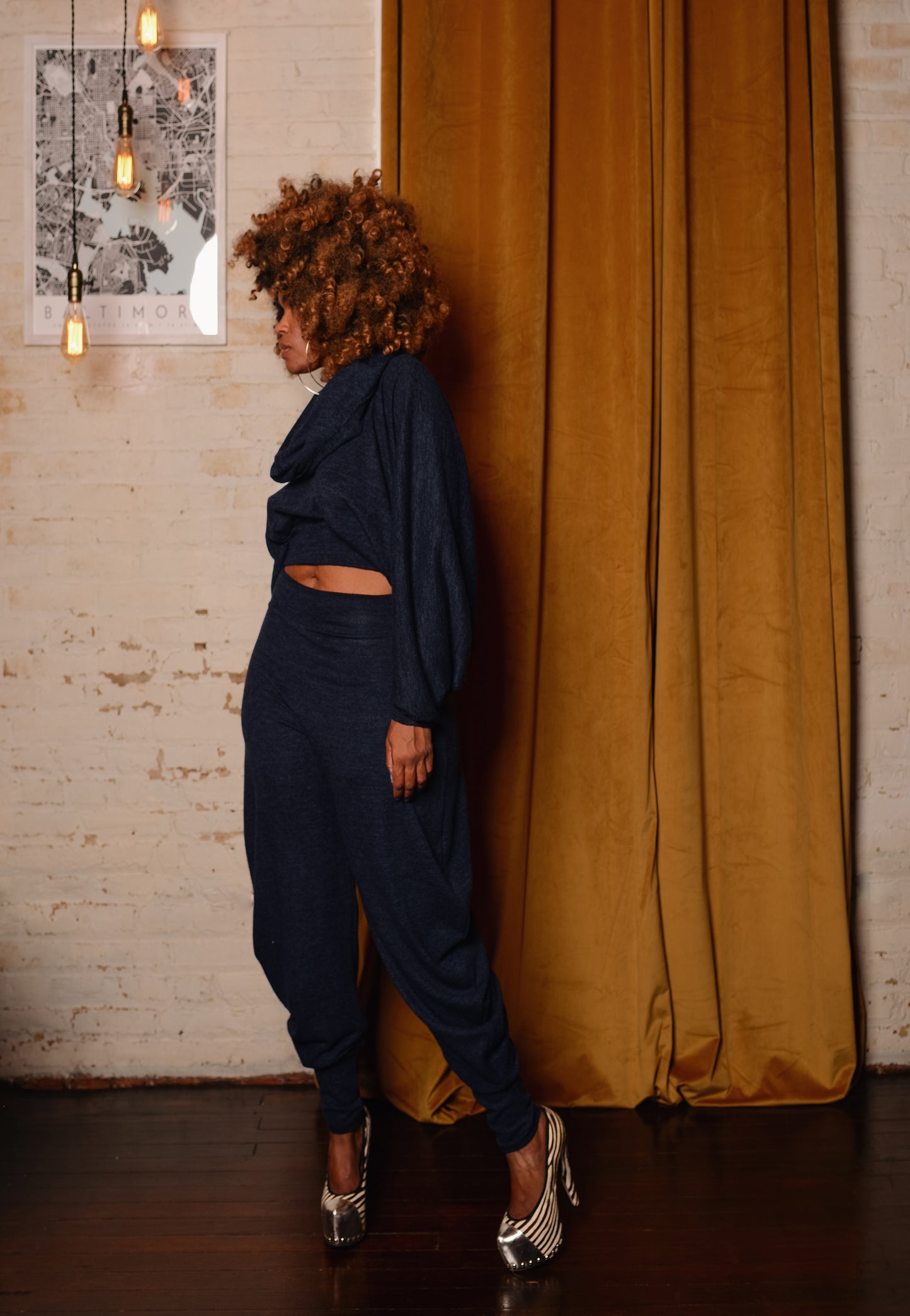 fashmere crop w/ cowl + pants