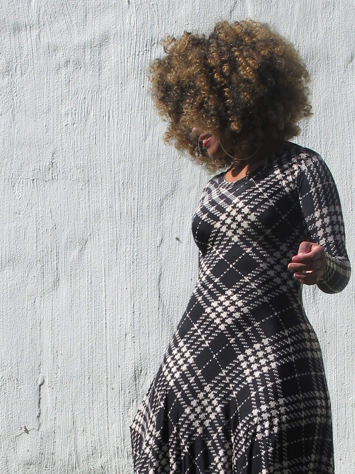 :: select :: tartan long sleeve crew neck