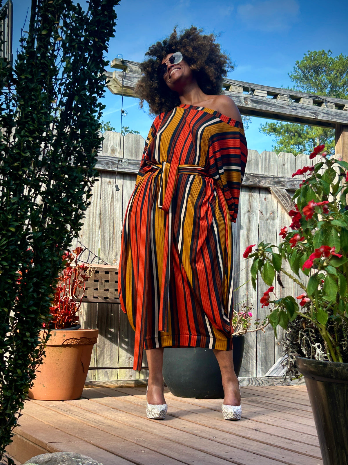 :: select :: autumn stripe drapy shift